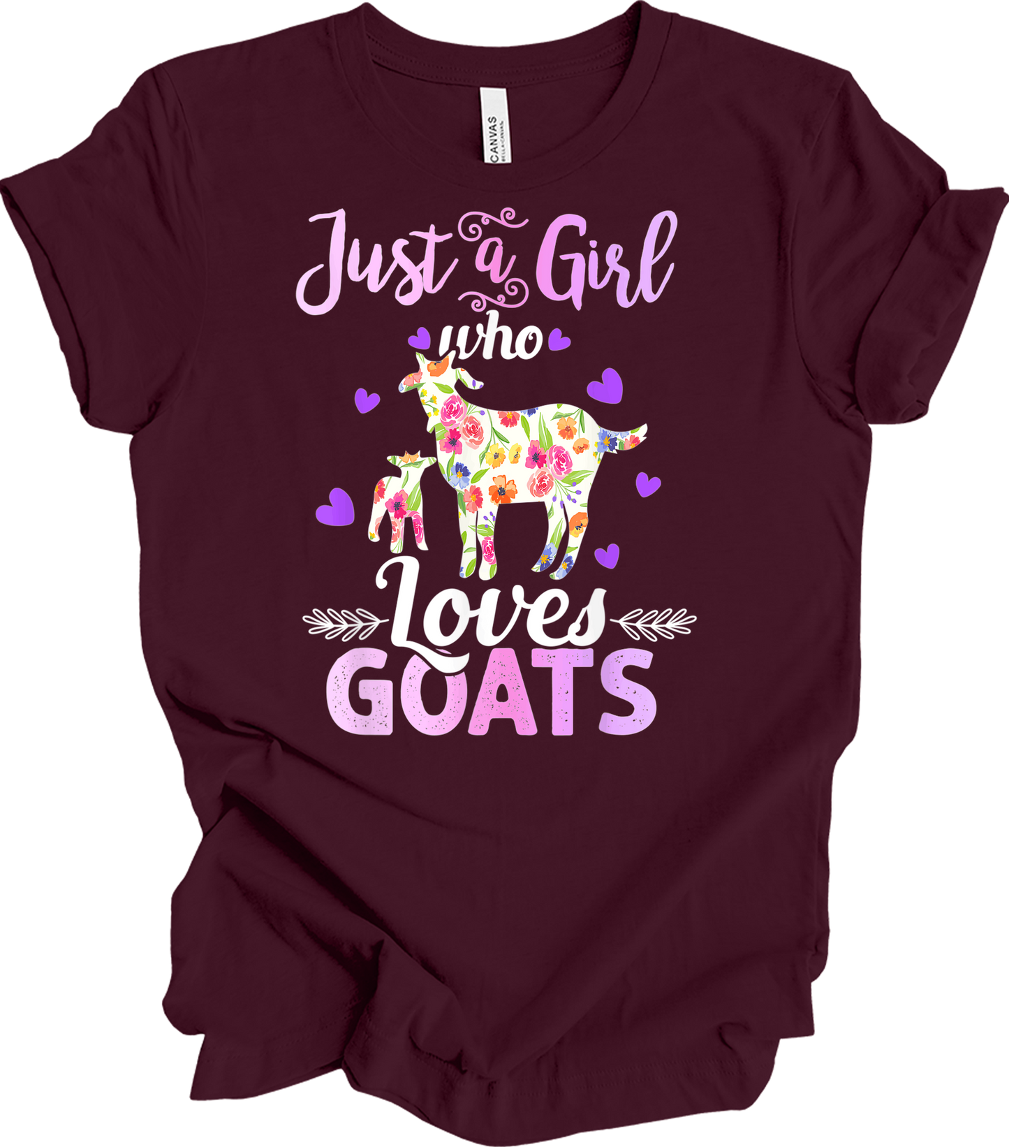 Just a Girl Who Loves Goats T-Shirt in Maroon