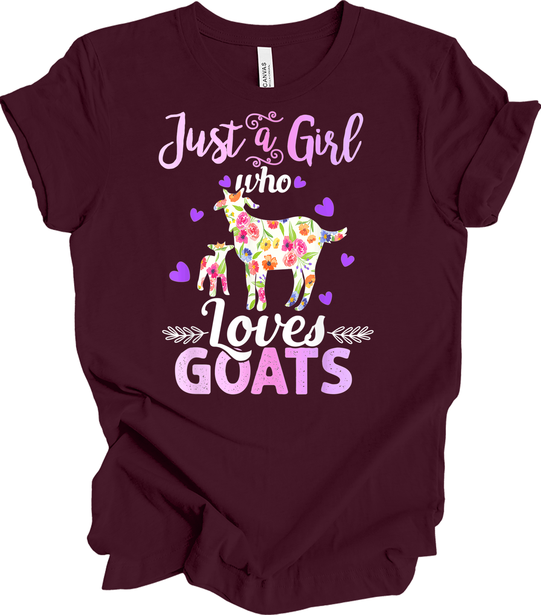 Just a Girl Who Loves Goats T-Shirt in Maroon