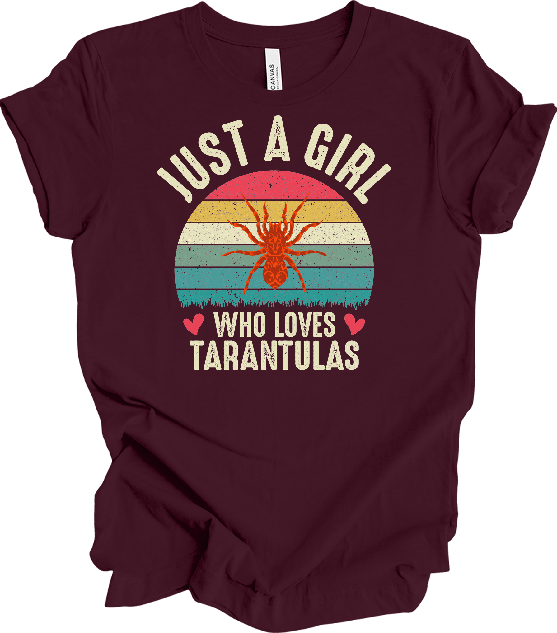 Girl Who Loves Tarantulas T-Shirt in Maroon