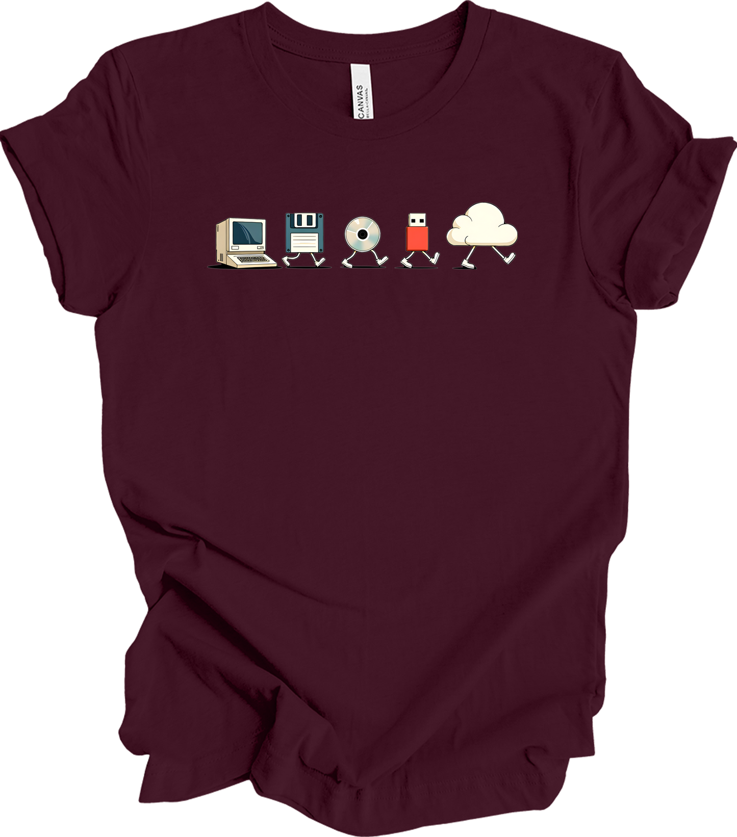 Retro Programmer Evolution T-Shirt in Maroon