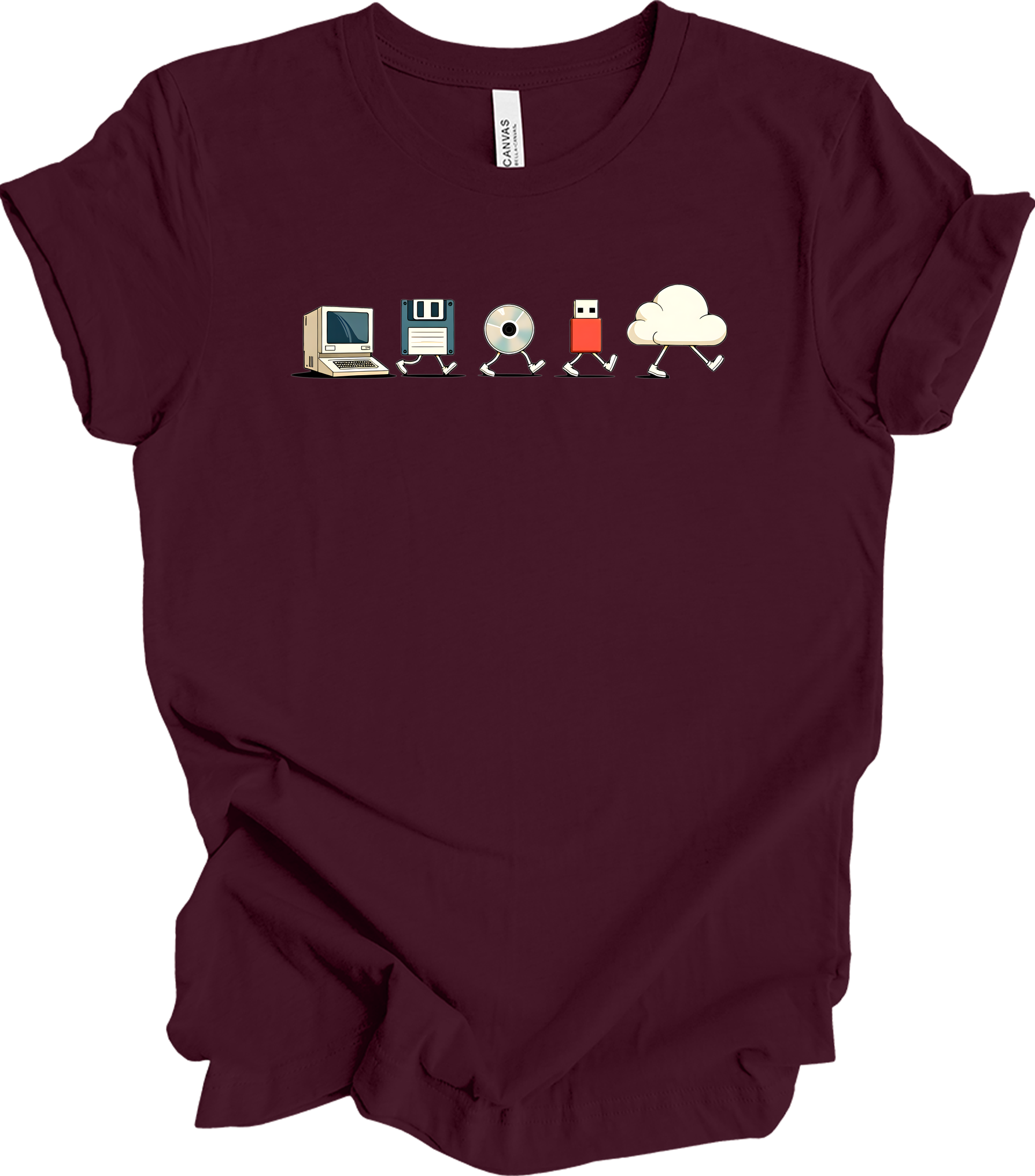 Retro Programmer Evolution T-Shirt in Maroon