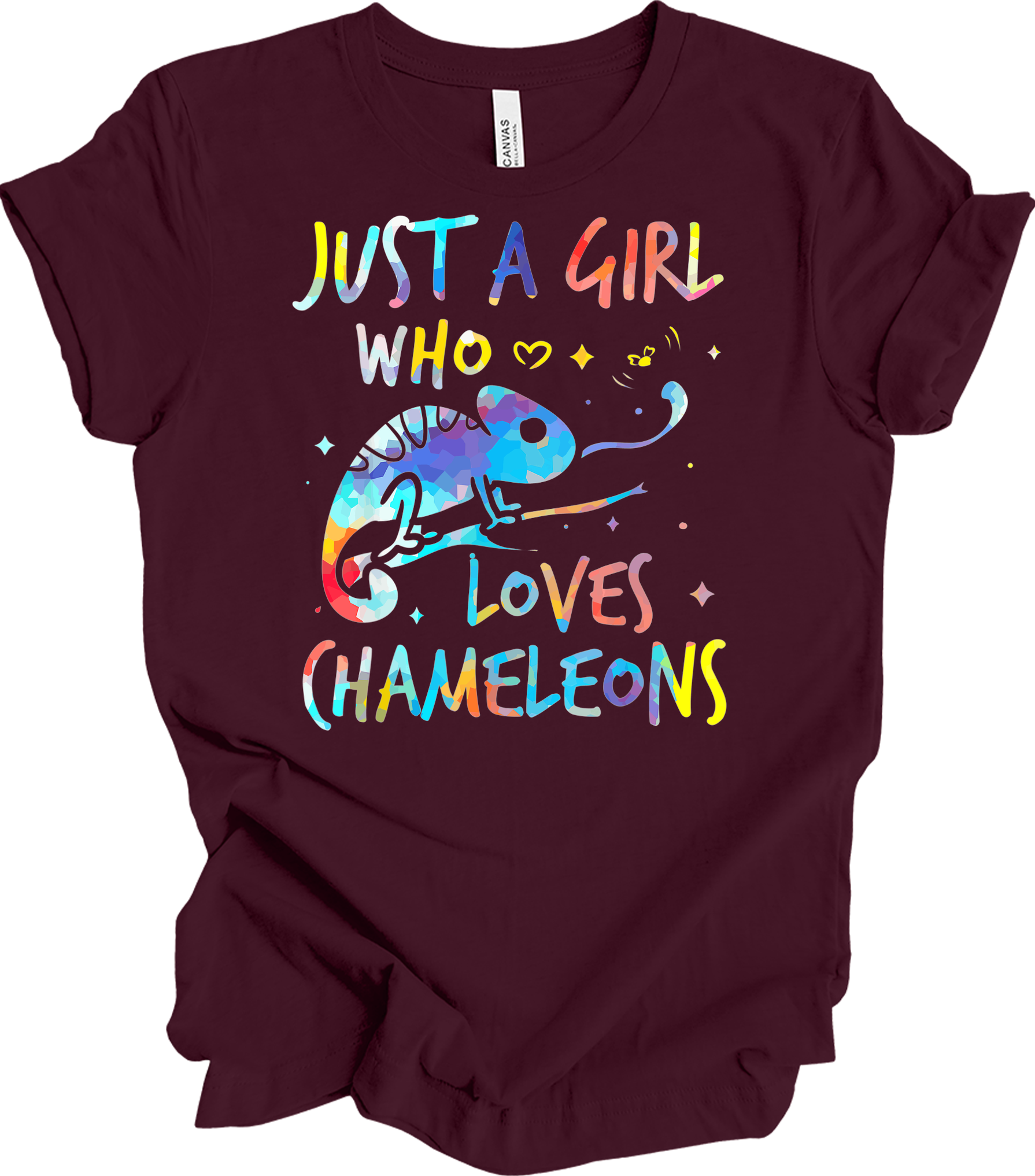 Girl Who Loves Chameleons T-Shirt in Maroon