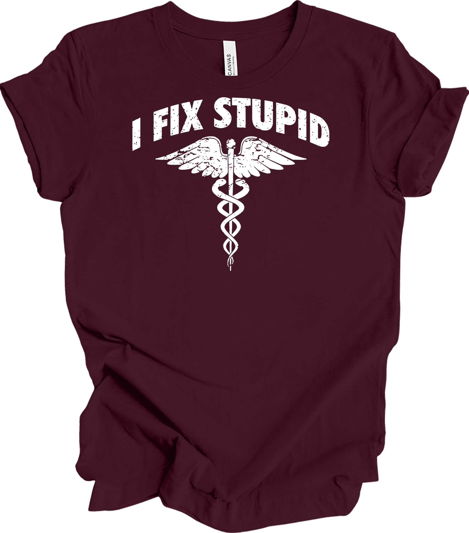 Paramedic 'I Fix Stupid' T-Shirt in Maroon