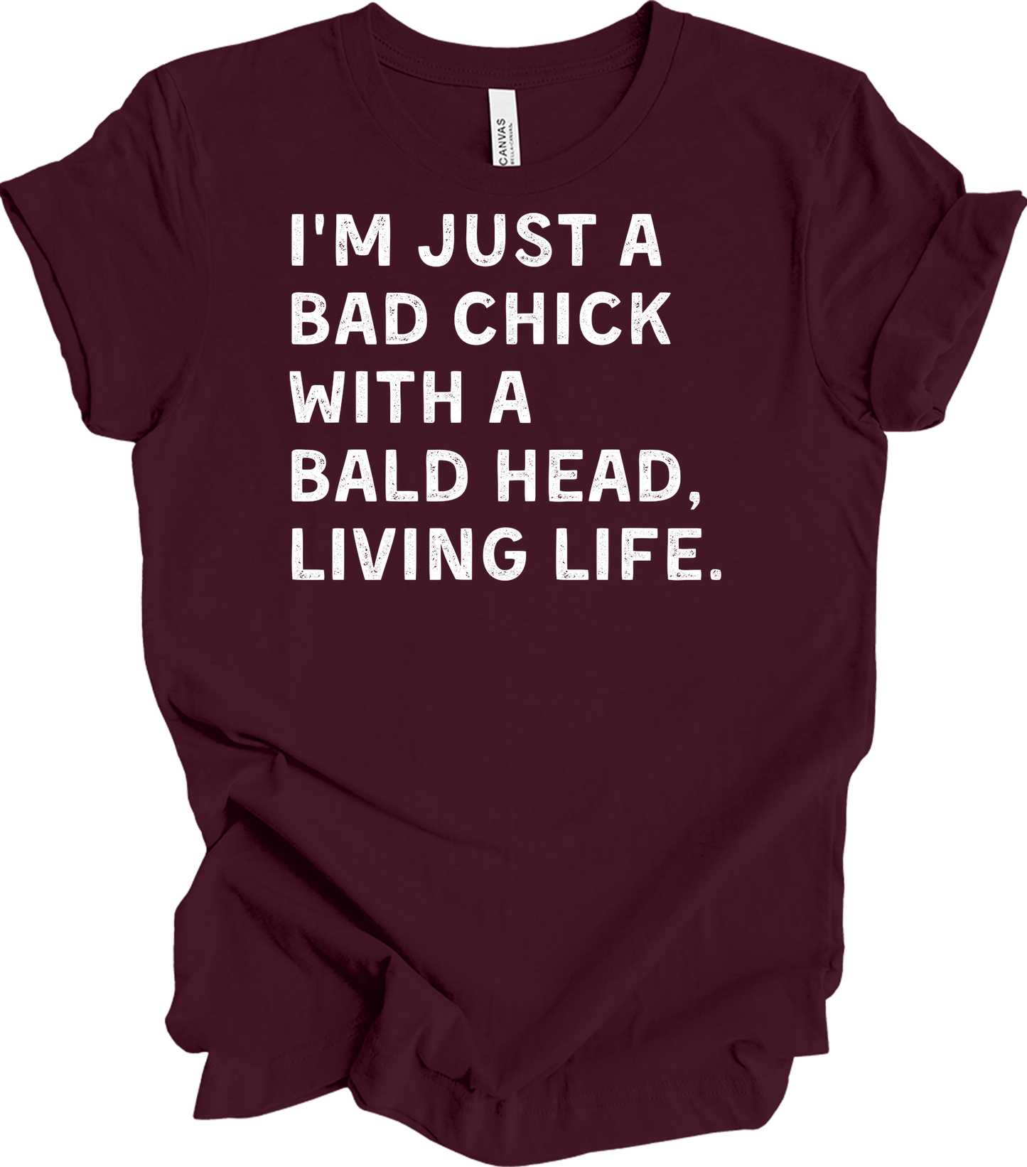 Bad Chick Bald Head T-Shirt in Maroon
