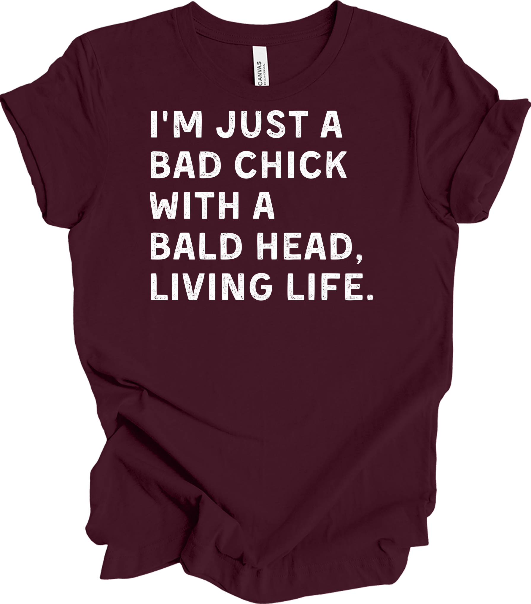 Bad Chick Bald Head T-Shirt in Maroon