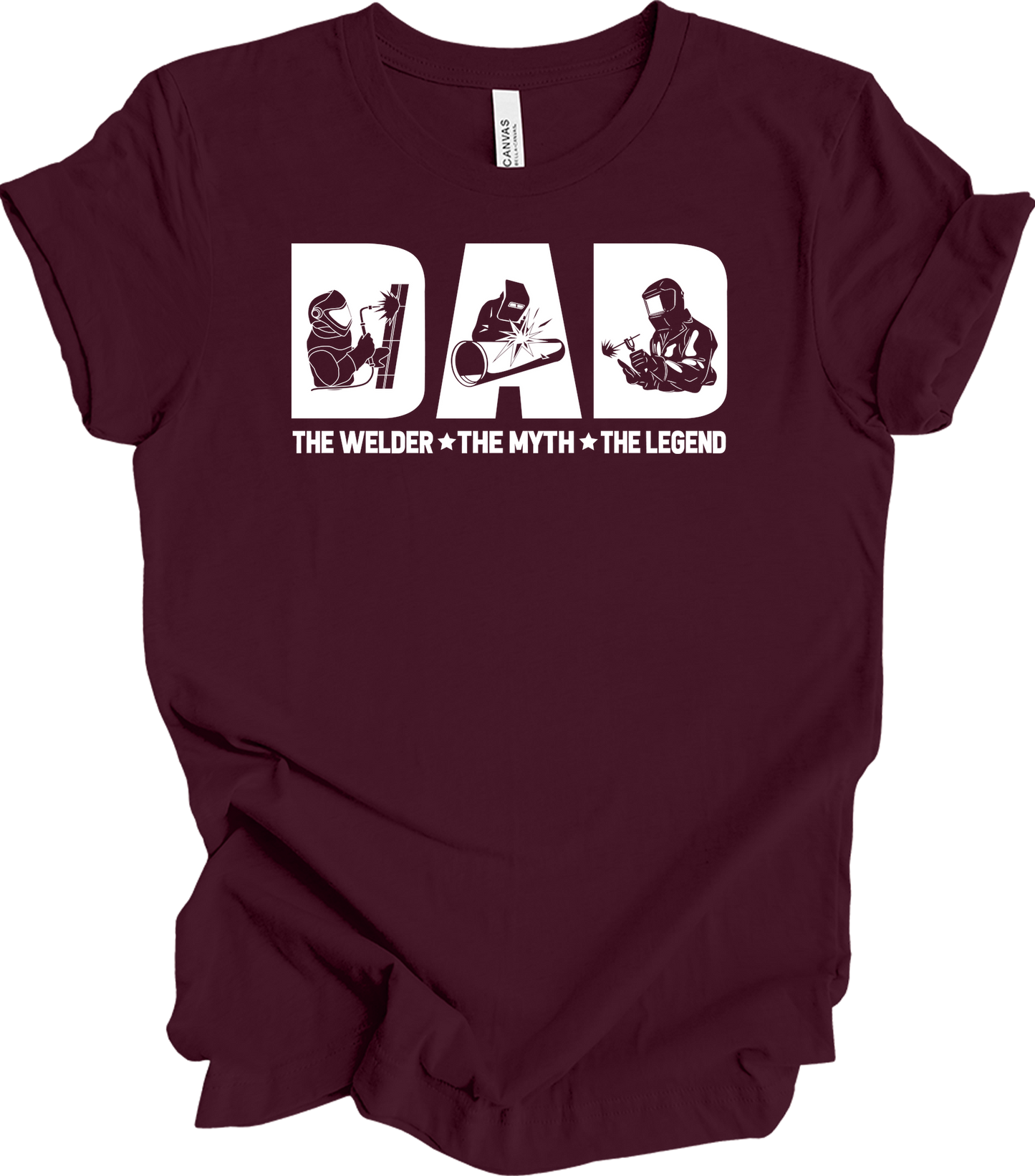 Welder Dad: Myth & Legend T-Shirt in Maroon