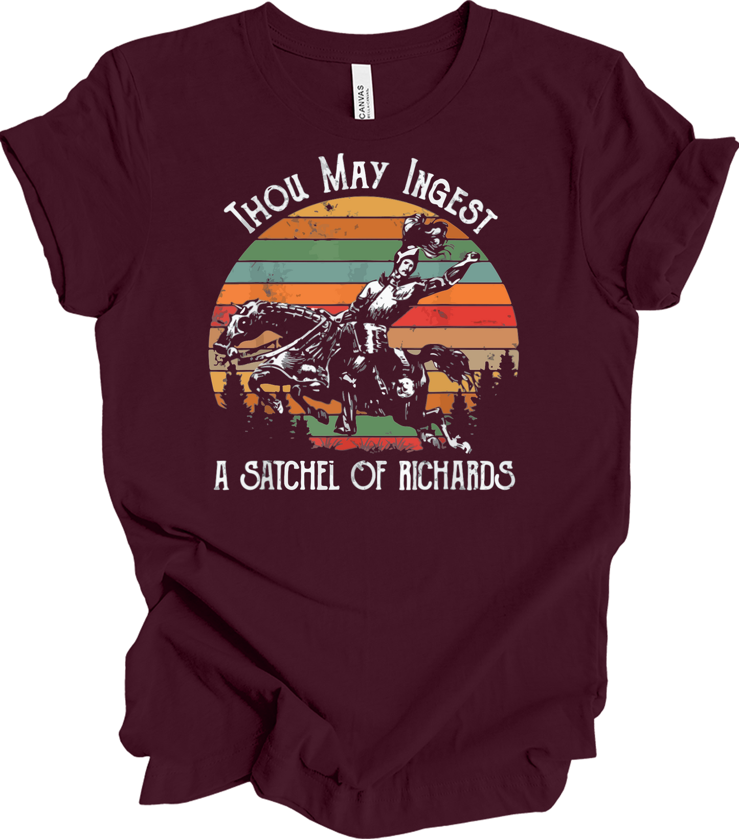 Native American Horse Thou May Ingest Satchel Of Richards T-Shirt in Maroon