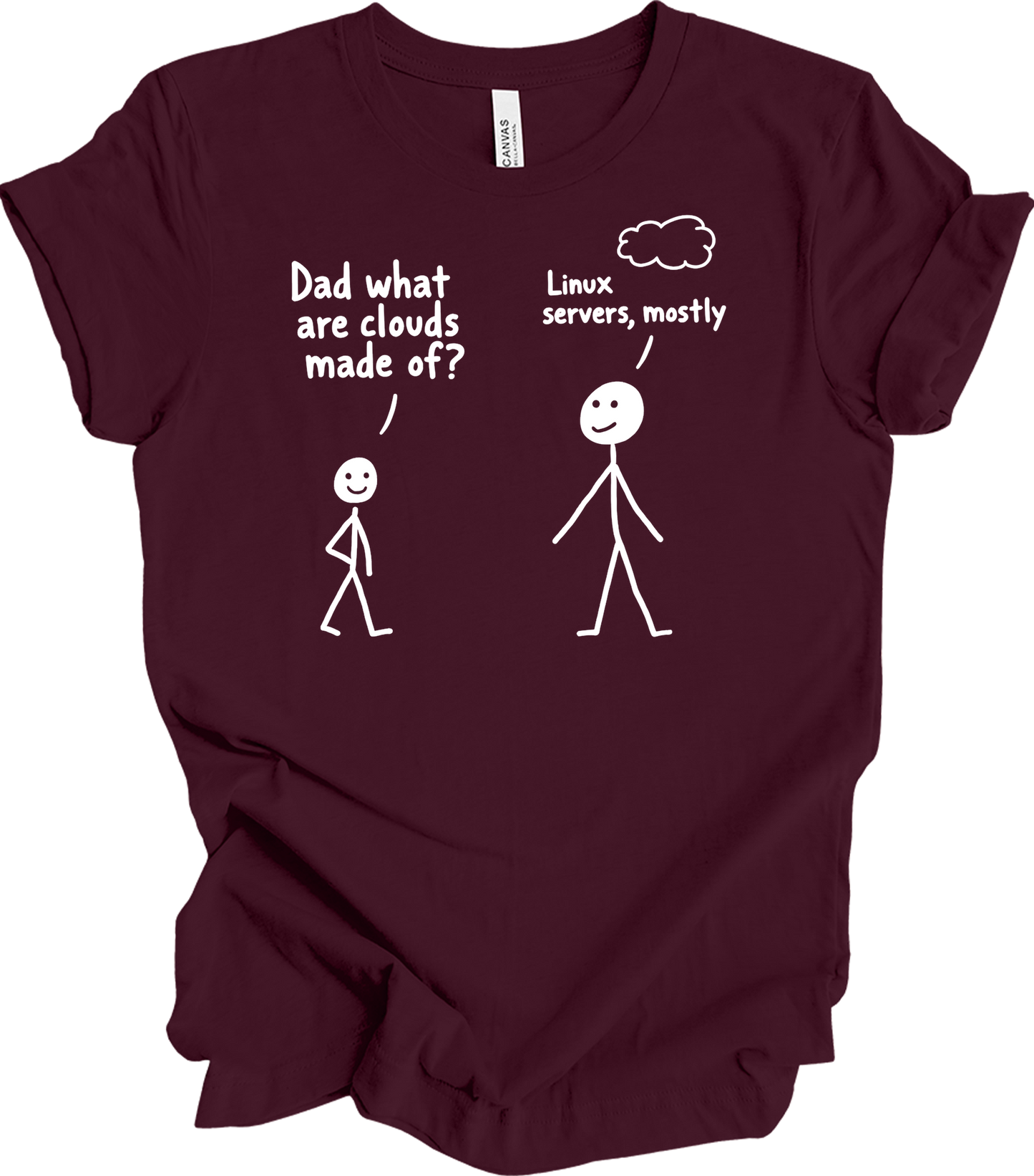 Dad What Are Clouds Made Of? Linux T-Shirt in Maroon