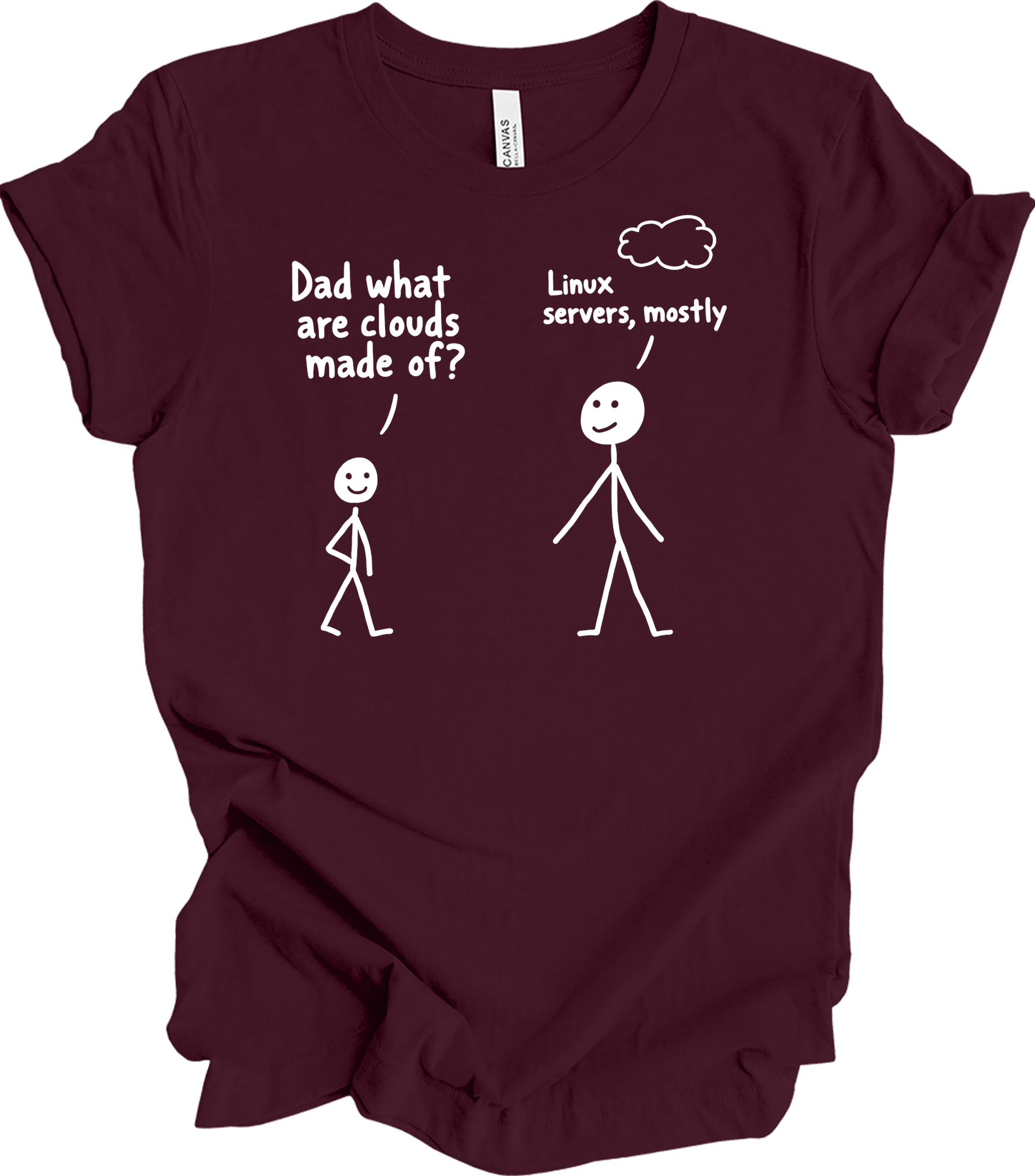 Dad What Are Clouds Made Of? Linux T-Shirt in Maroon