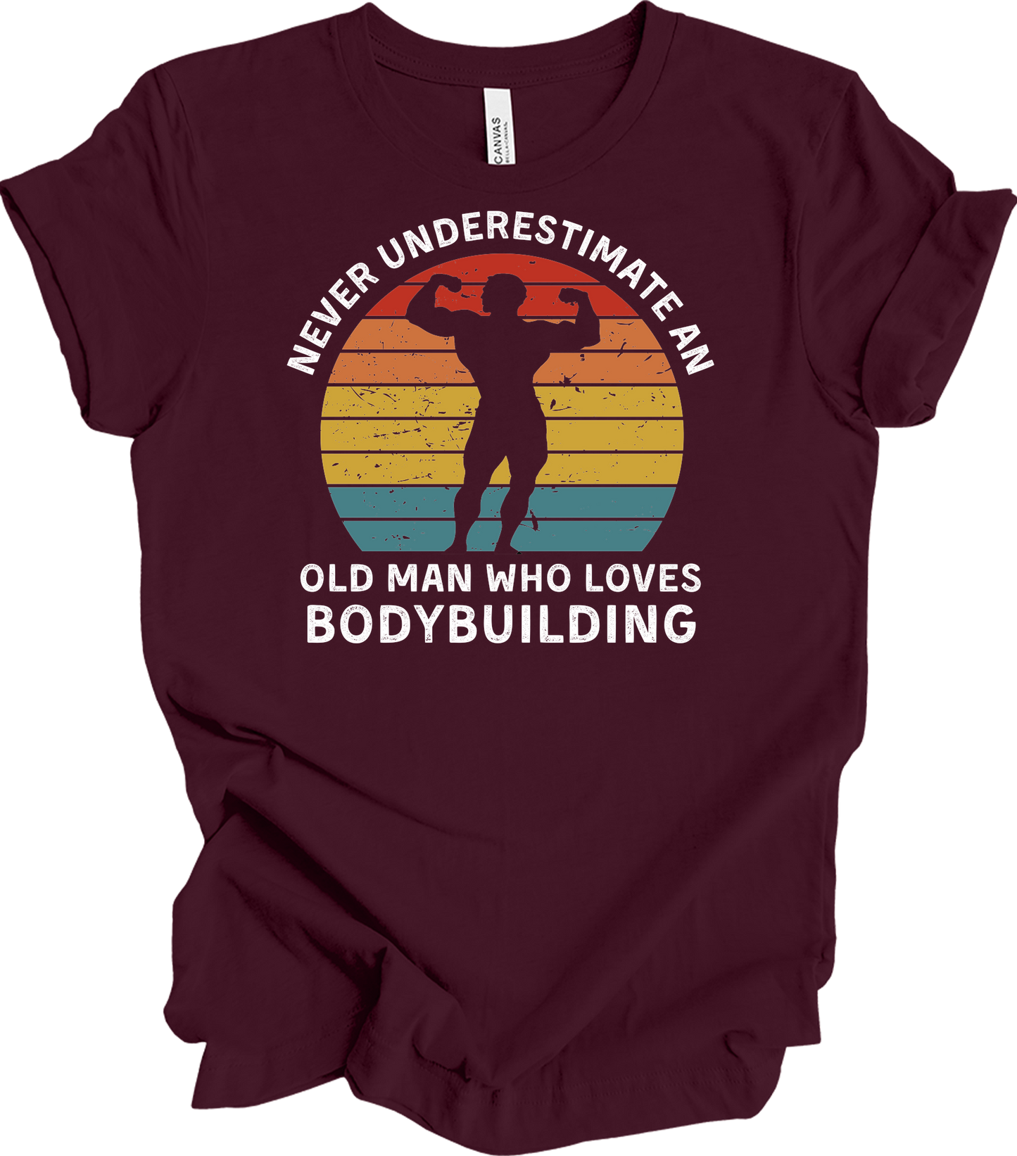 Old Man Bodybuilding - Fitness Gift T-Shirt in Maroon