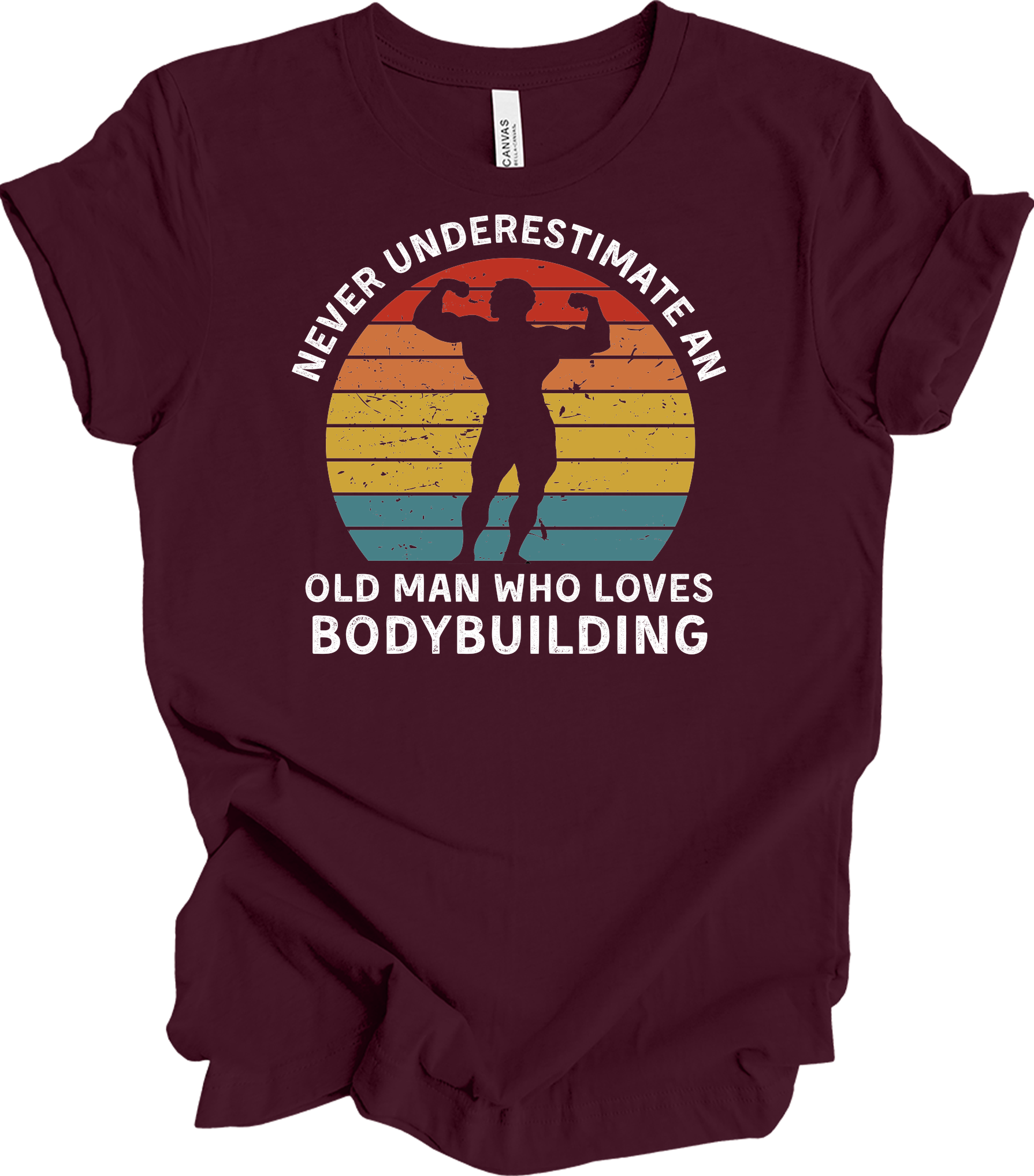 Old Man Bodybuilding - Fitness Gift T-Shirt in Maroon