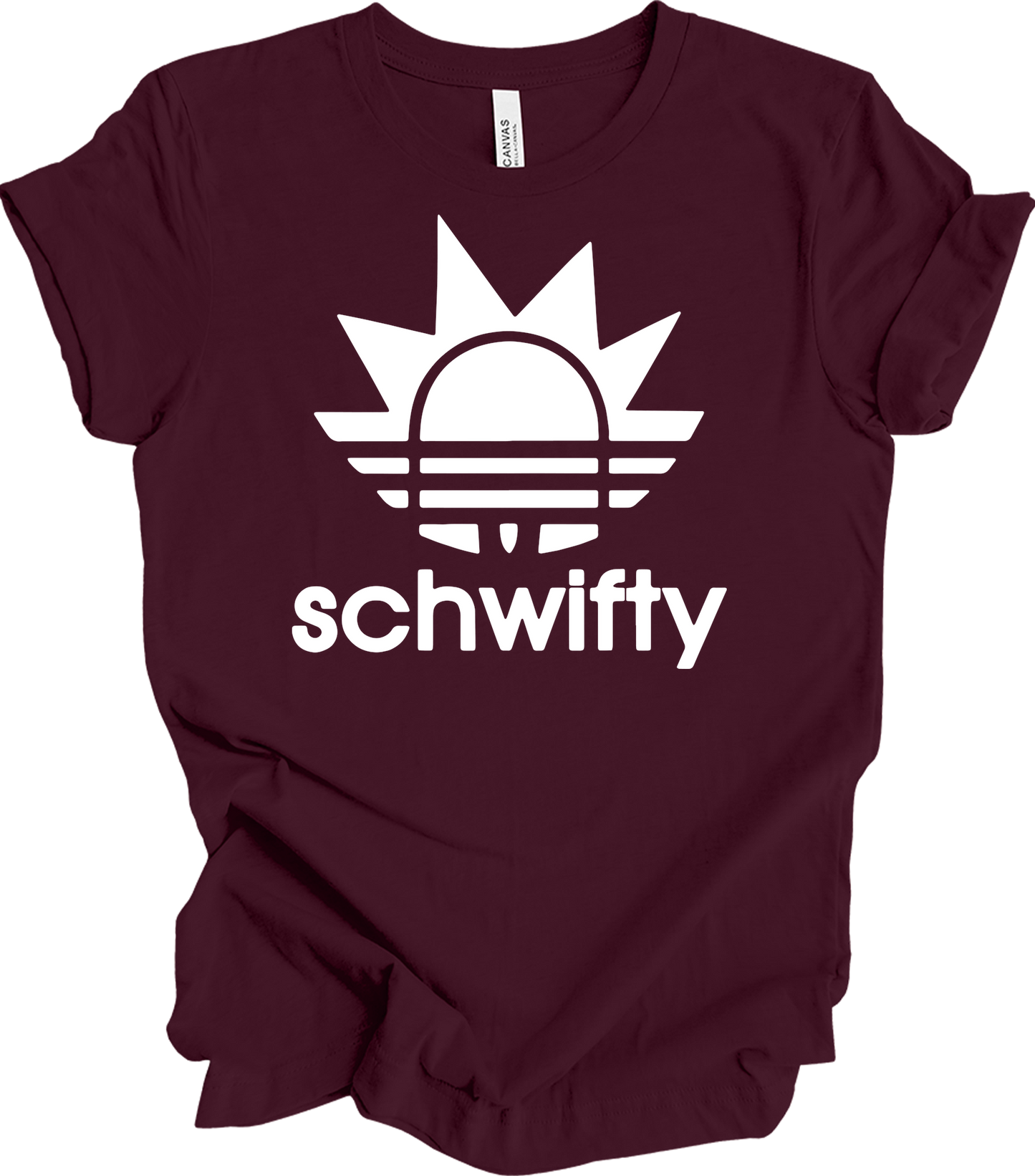 Schwifty Rick and Morty Logo T-Shirt in Maroon