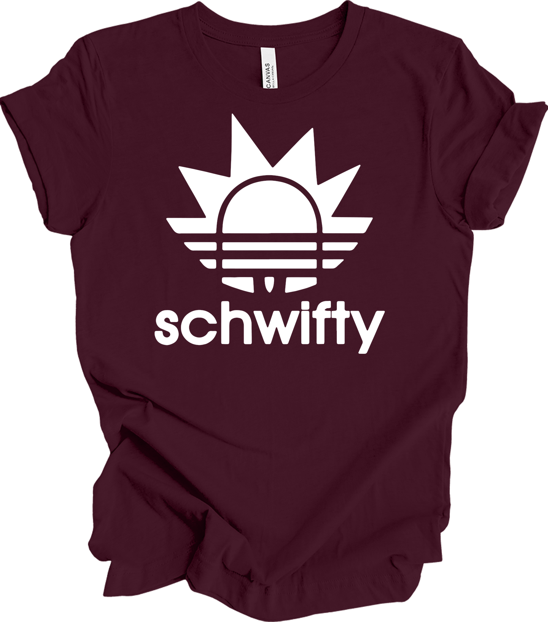 Schwifty Rick and Morty Logo T-Shirt in Maroon