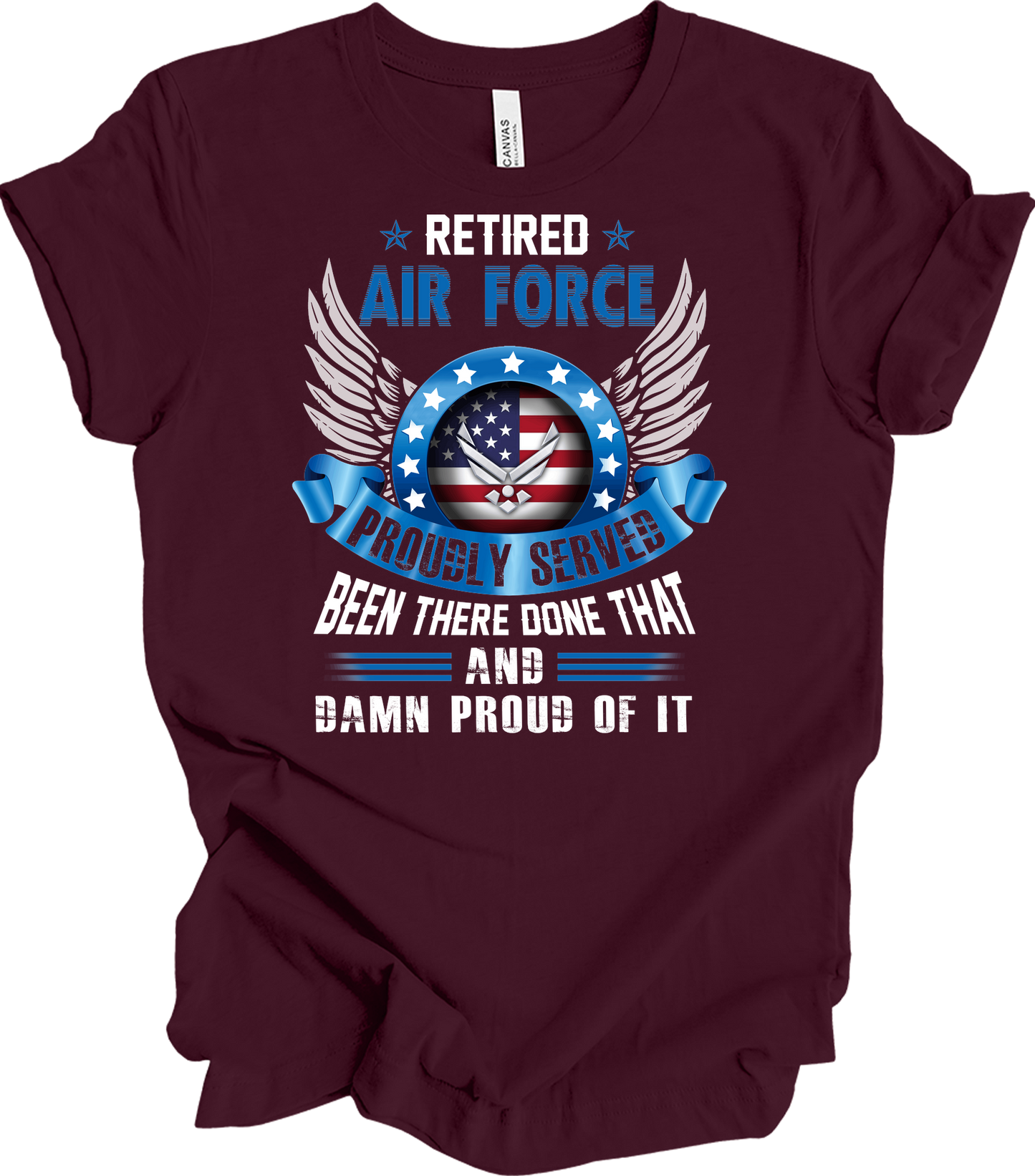 Retired Air Force Veteran T-Shirt in Maroon