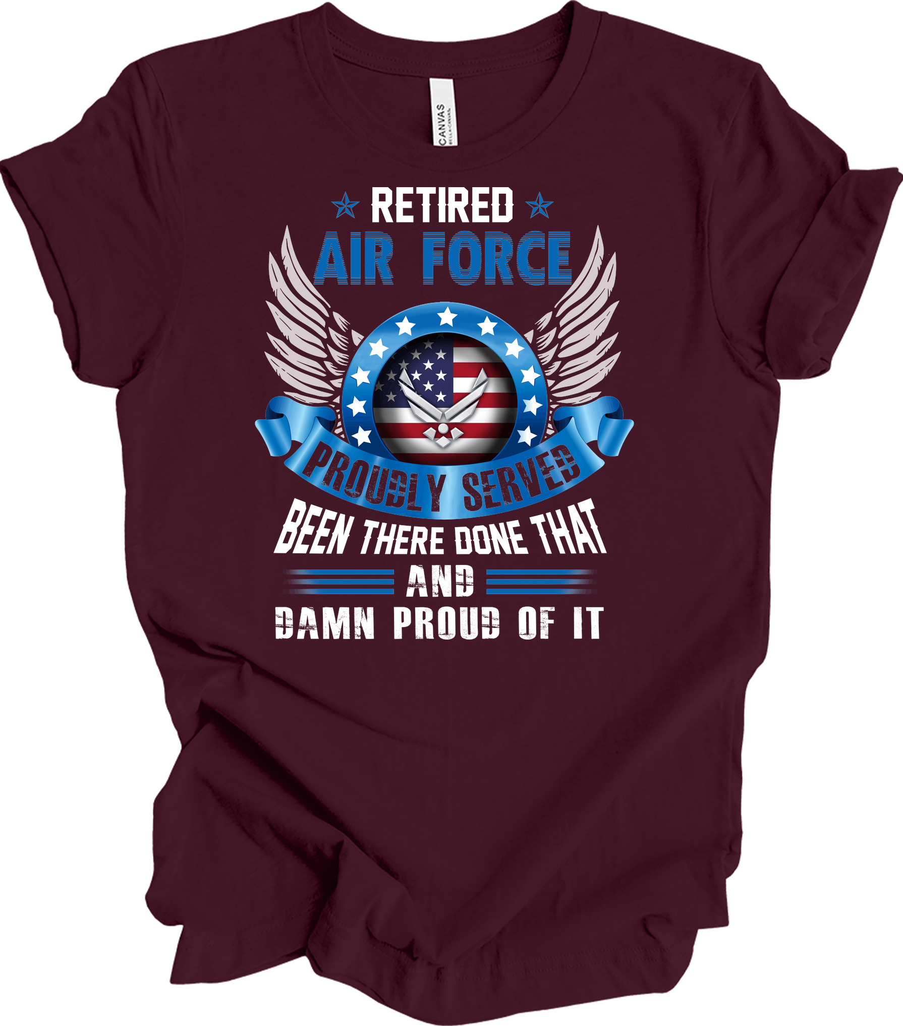 Retired Air Force Veteran T-Shirt in Maroon