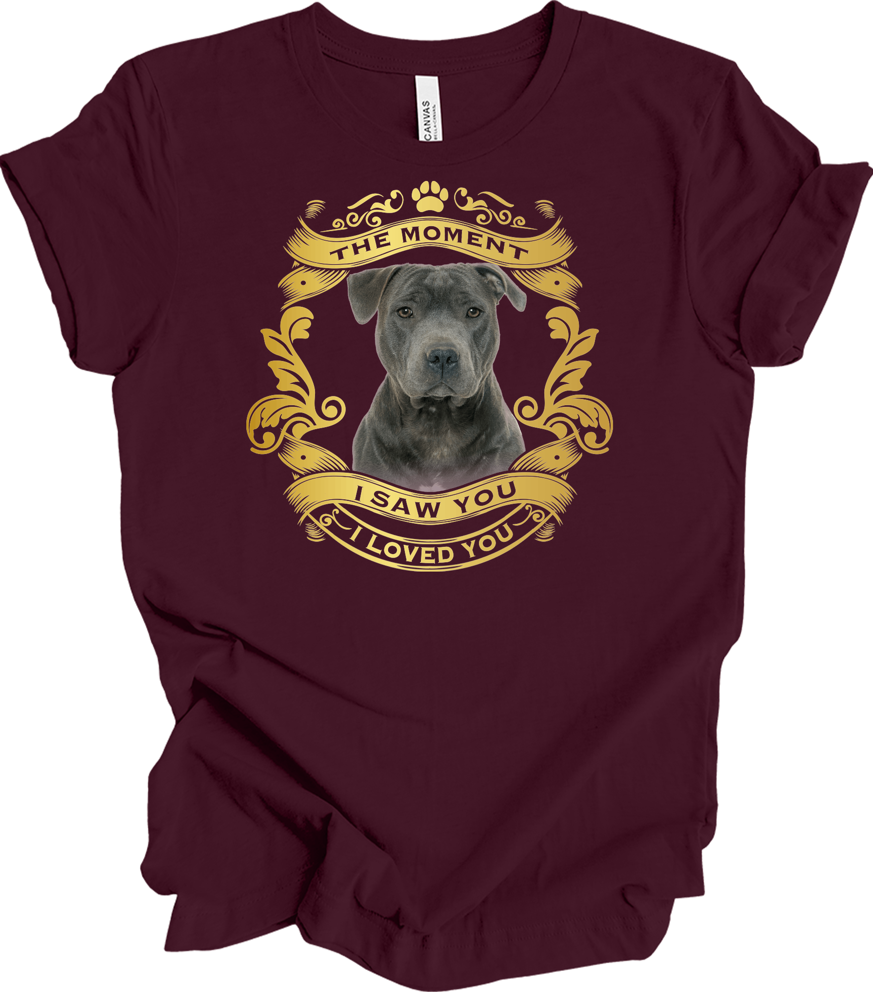 Pitbull Dog Lover T-Shirt in Maroon