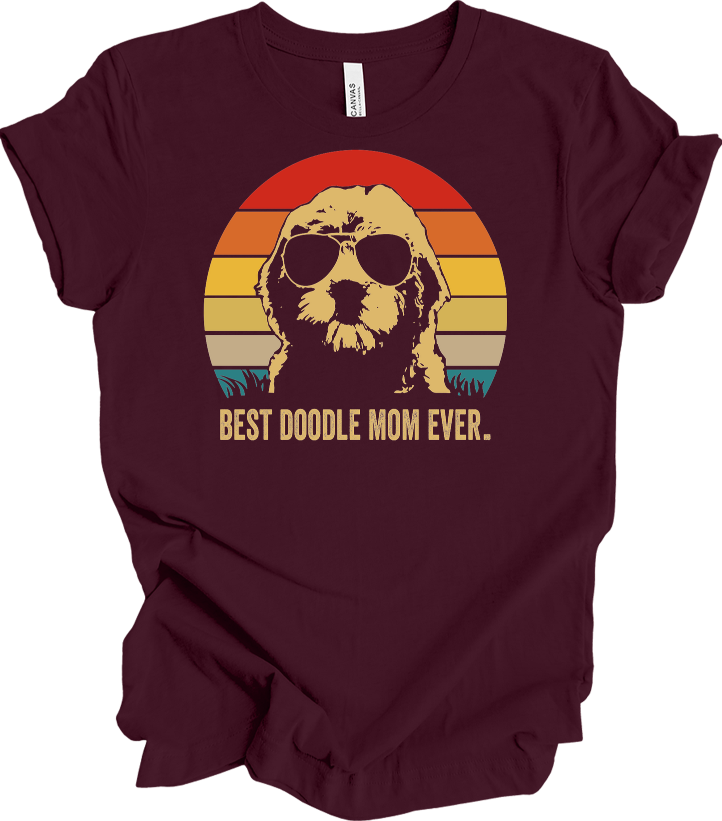 Best Doodle Mom Ever The Big Lebowski Style Retro Dog T-Shirt in Maroon