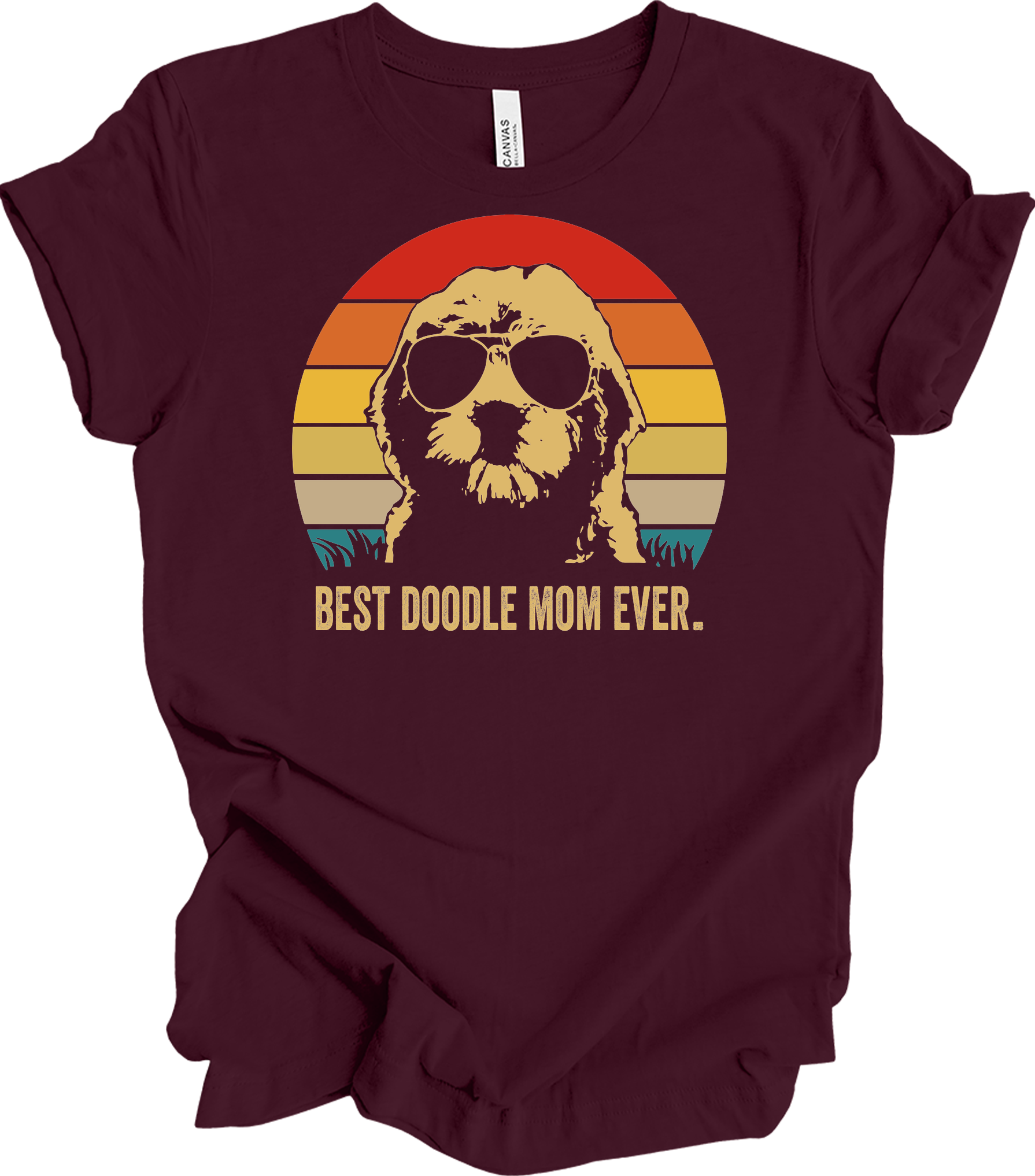 Best Doodle Mom Ever The Big Lebowski Style Retro Dog T-Shirt in Maroon