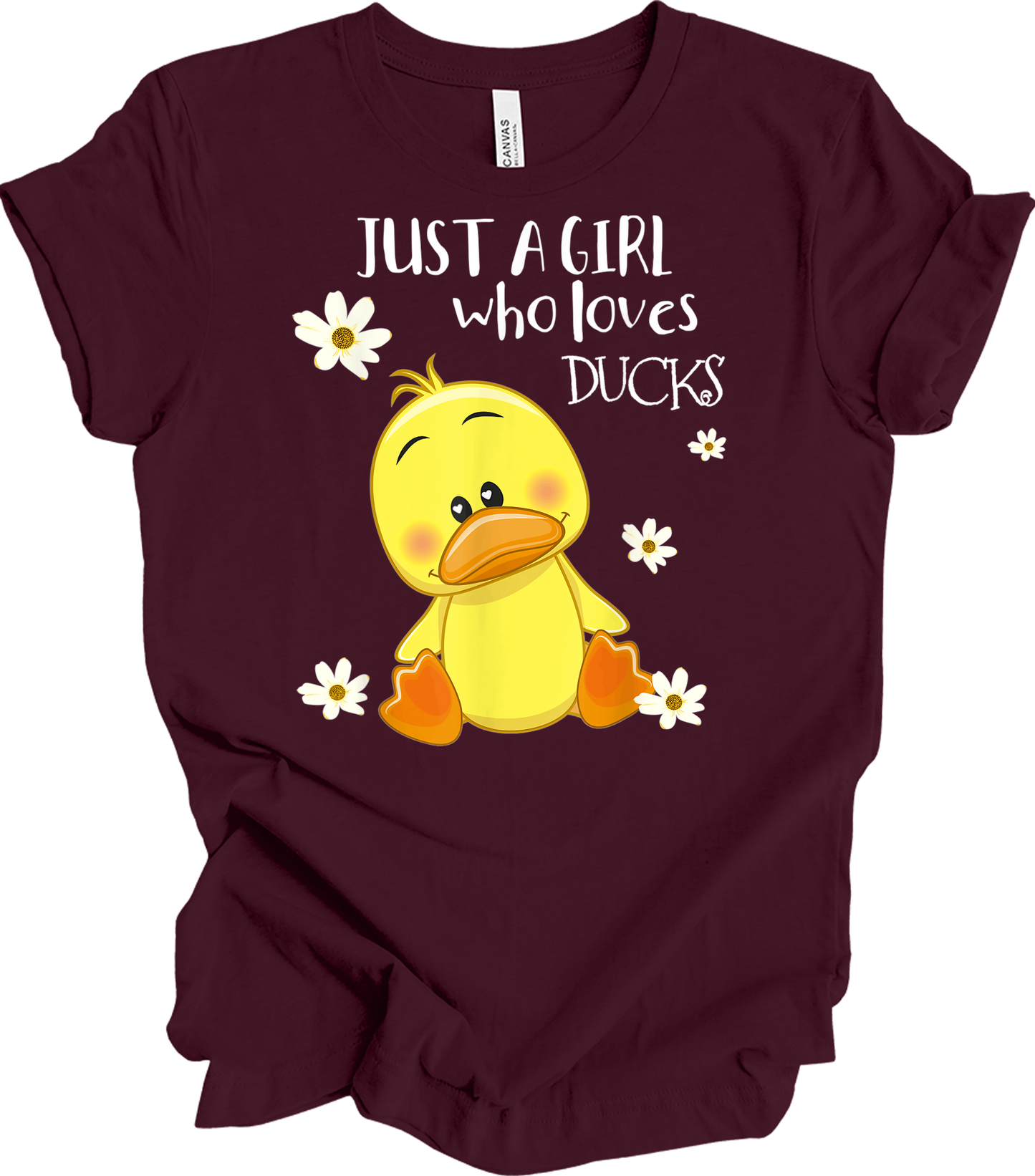 Just a Girl Who Loves Ducks - Cute Duck Lover T-Shirt in Maroon