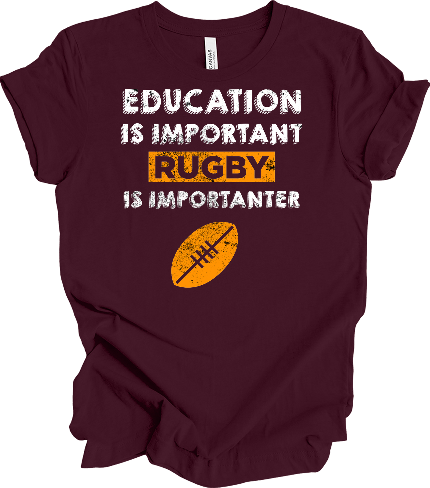Rugby Is Importanter Funny Sports T-Shirt in Maroon