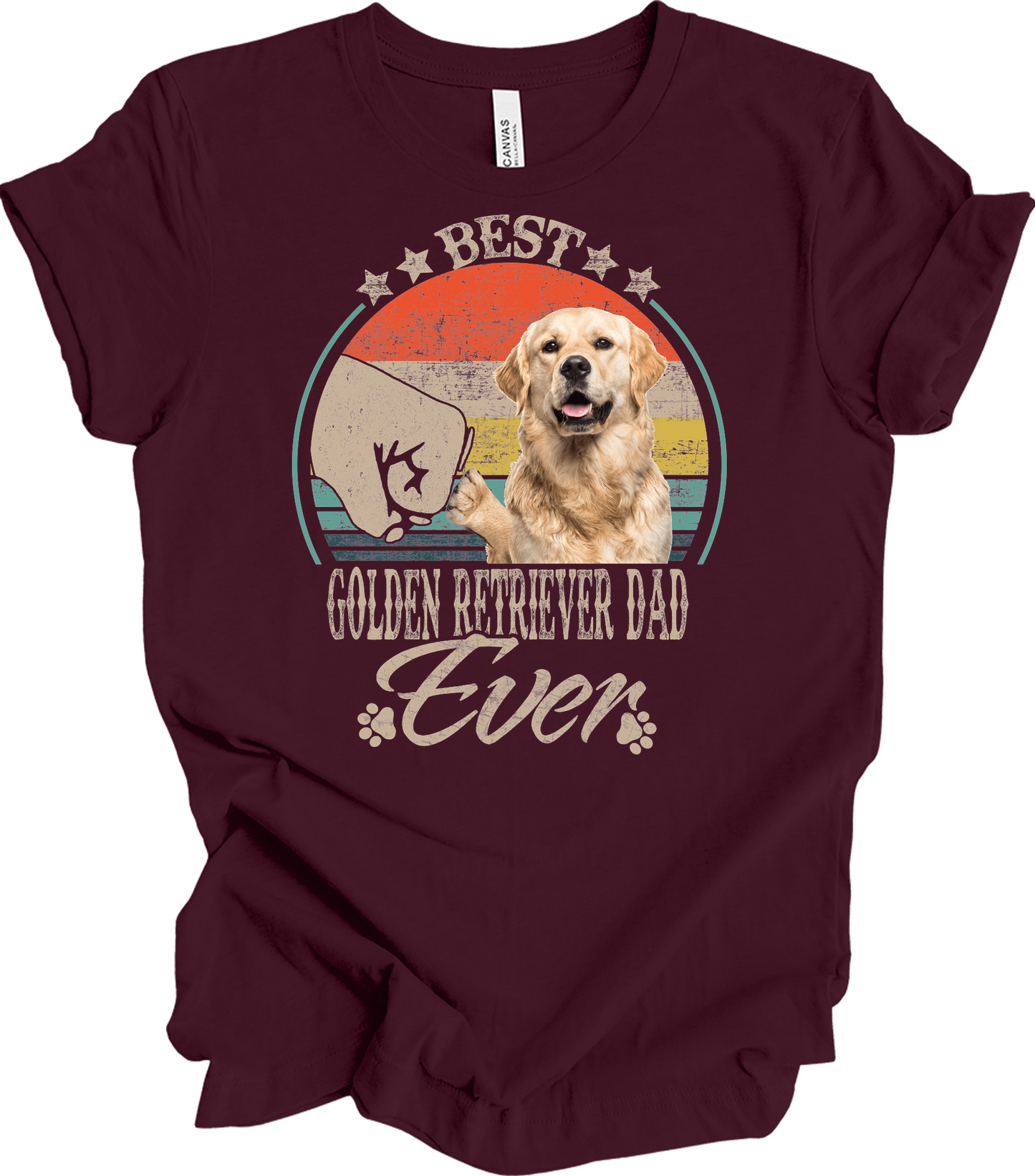 Best Golden Retriever Dad Ever Vintage T-Shirt in Maroon