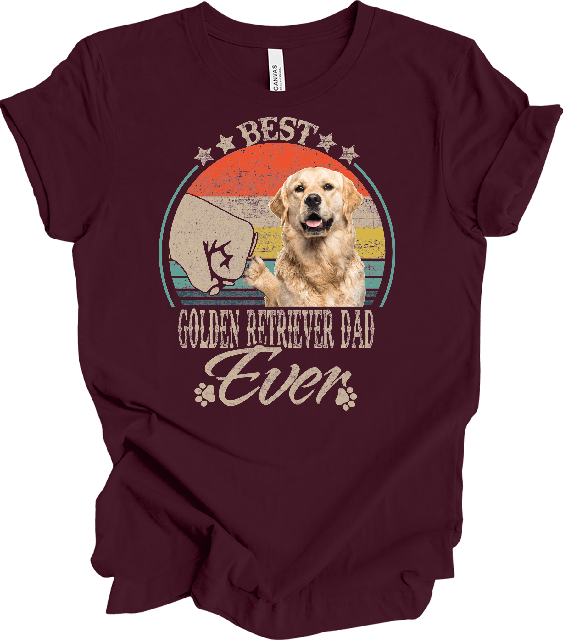 Best Golden Retriever Dad Ever Vintage T-Shirt in Maroon