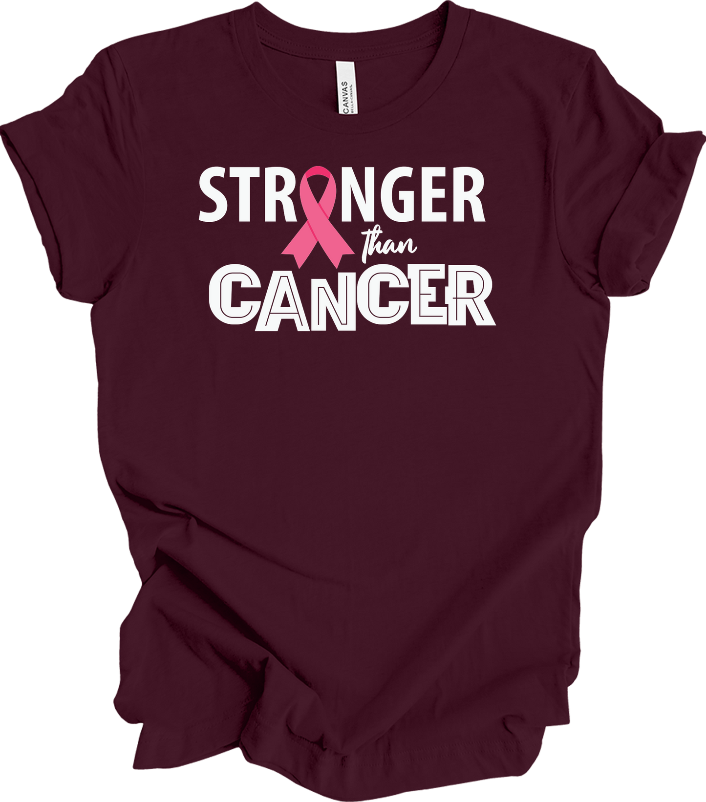 Stronger Than Cancer T-Shirt in Maroon