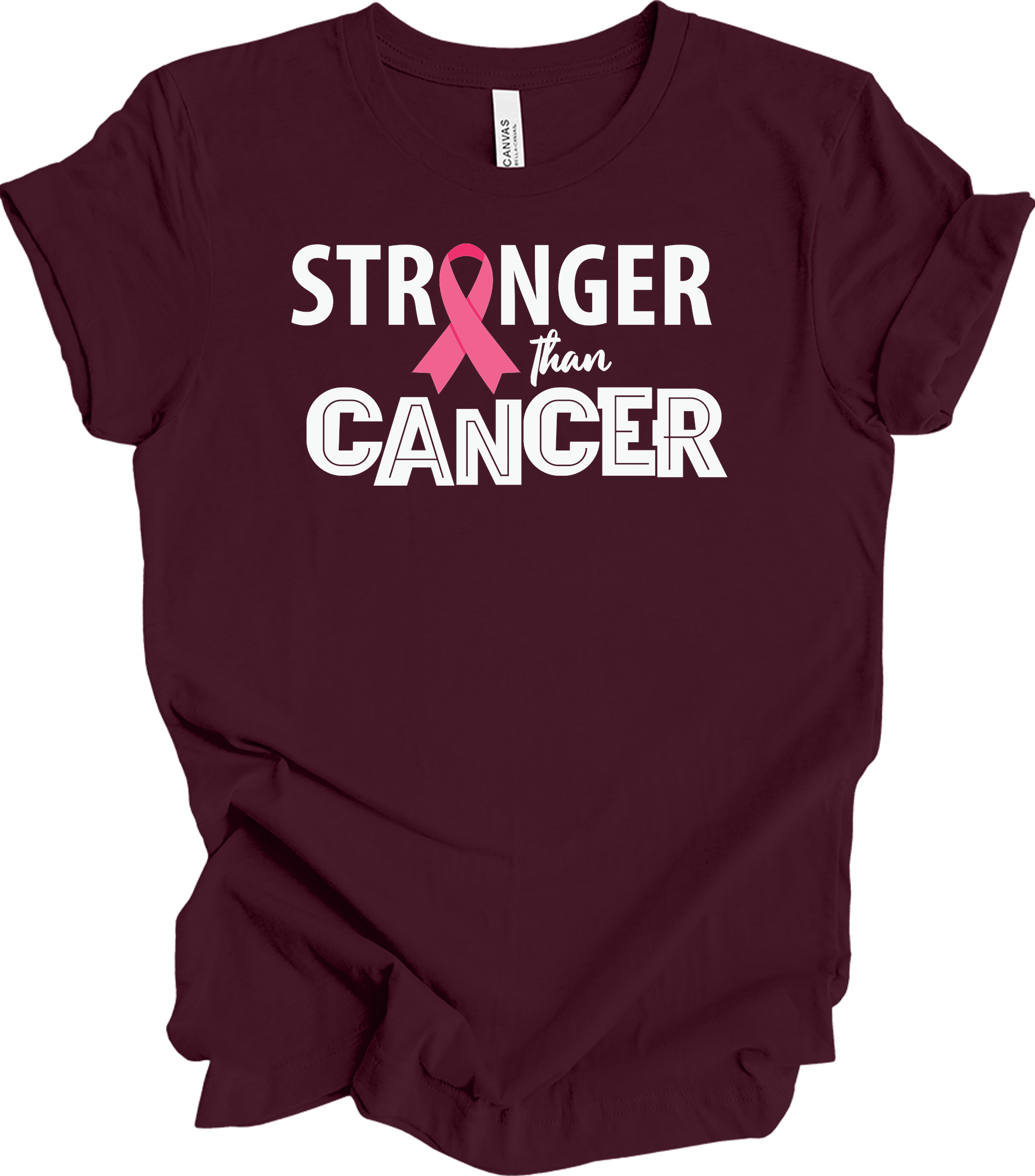 Stronger Than Cancer T-Shirt in Maroon