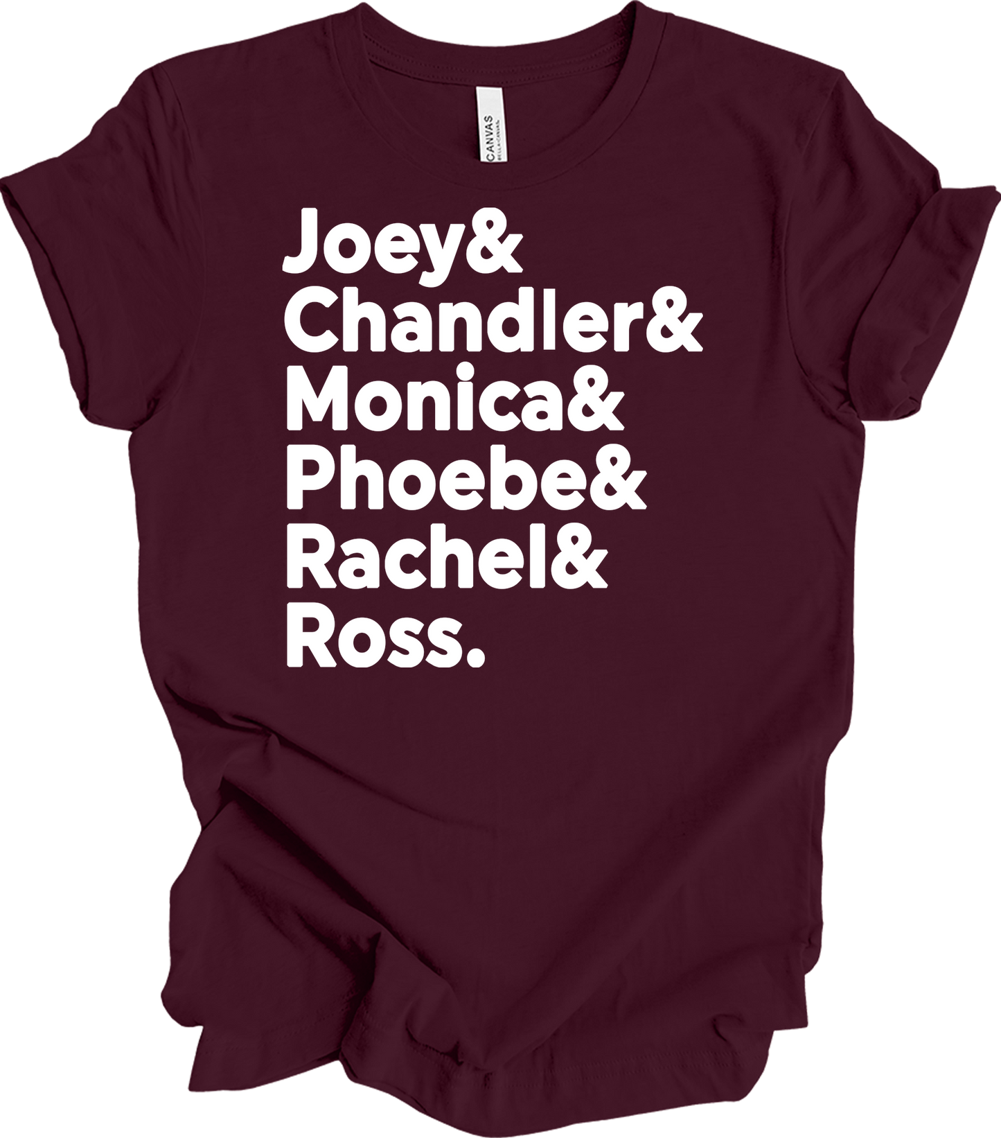Friends Names List T-Shirt in Maroon