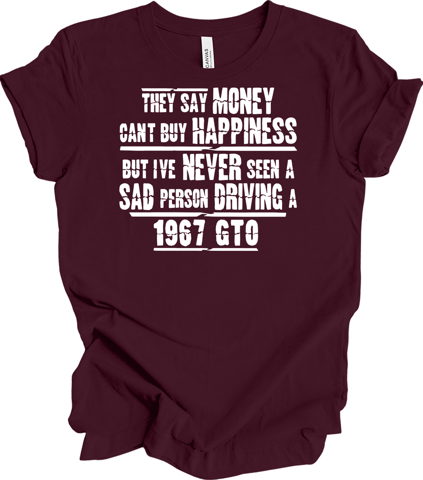 1967 GTO Car Parts T-Shirt in Maroon
