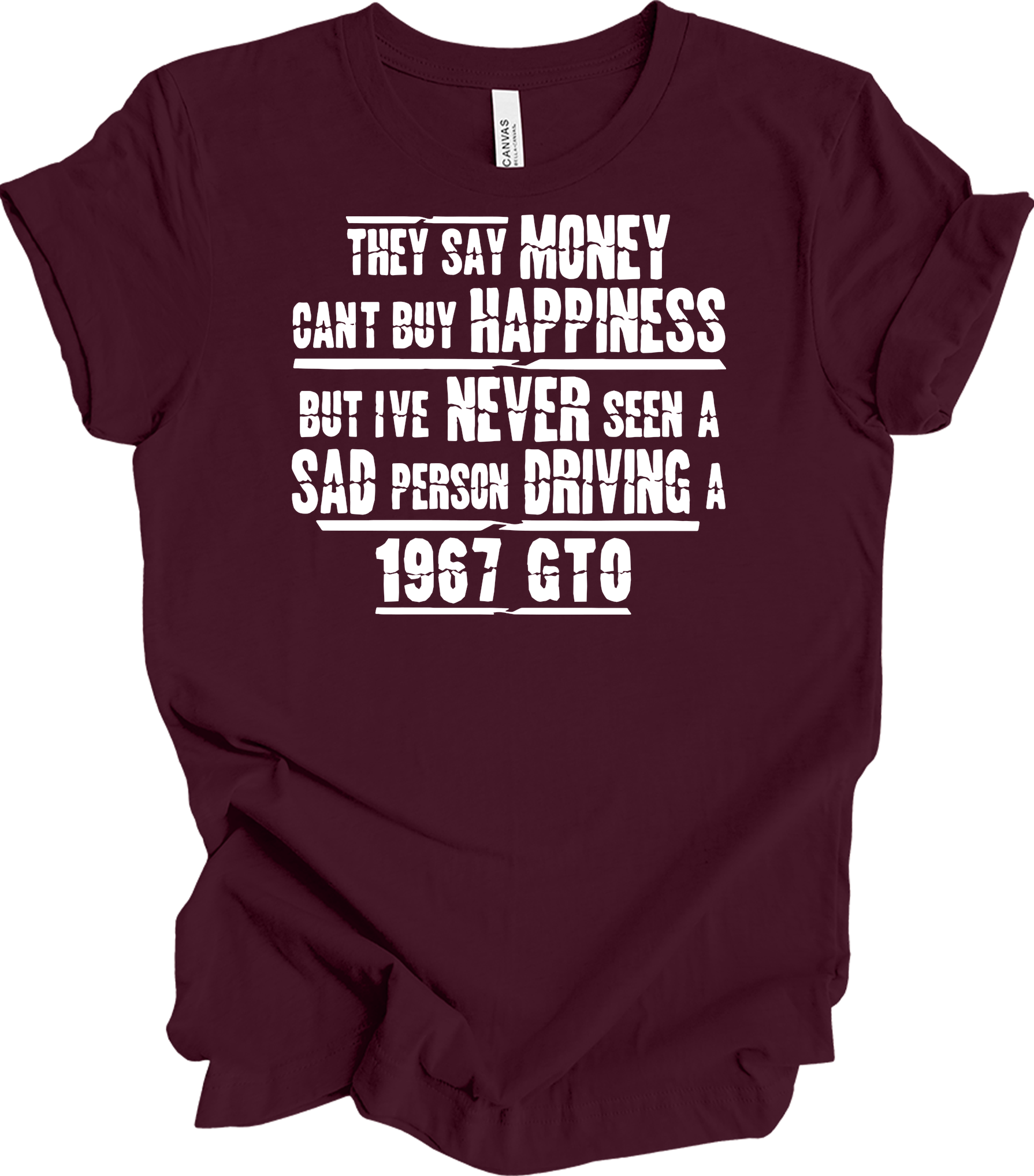 1967 GTO Car Parts T-Shirt in Maroon