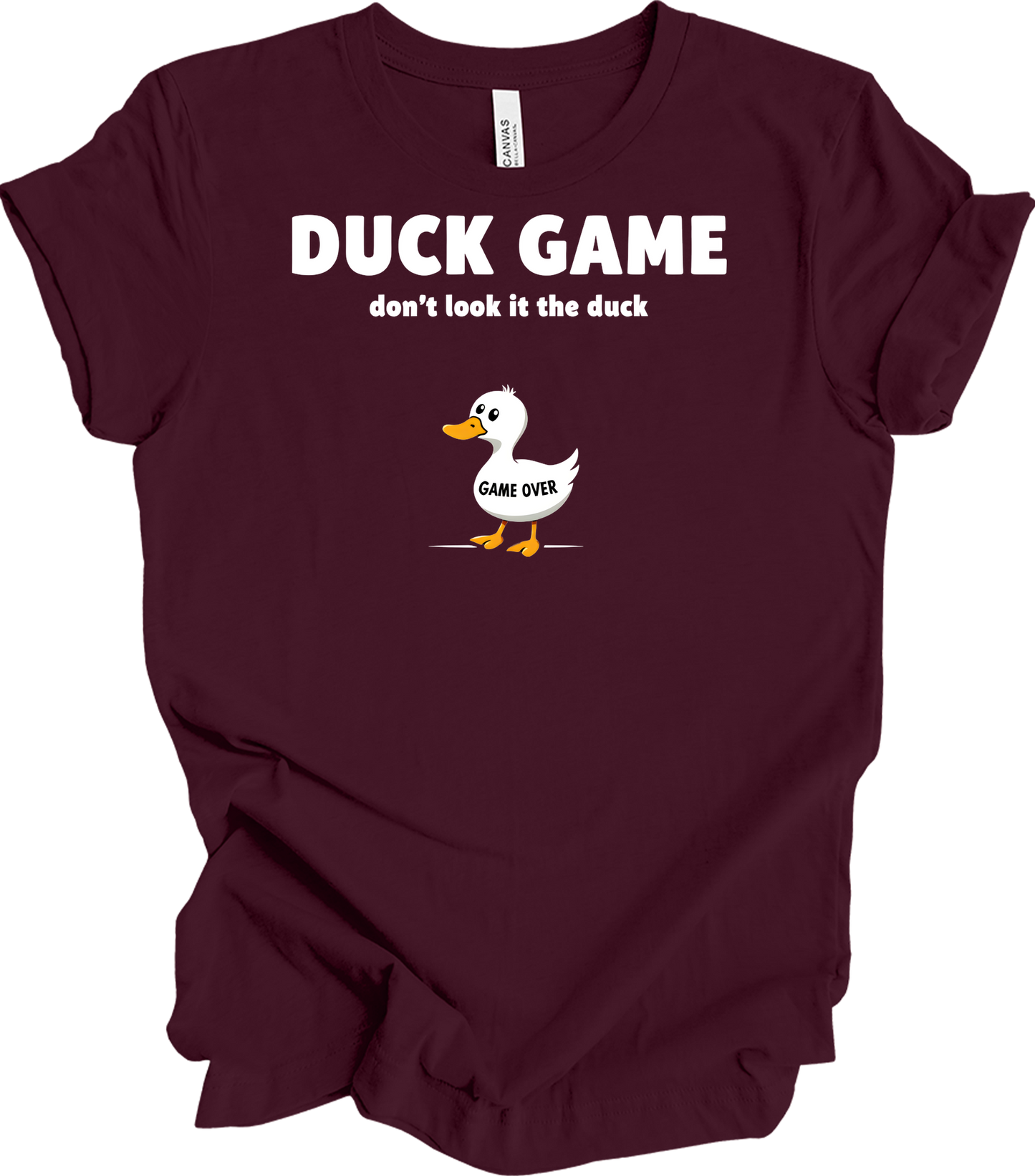 Duck Game Humor T-Shirt in Maroon