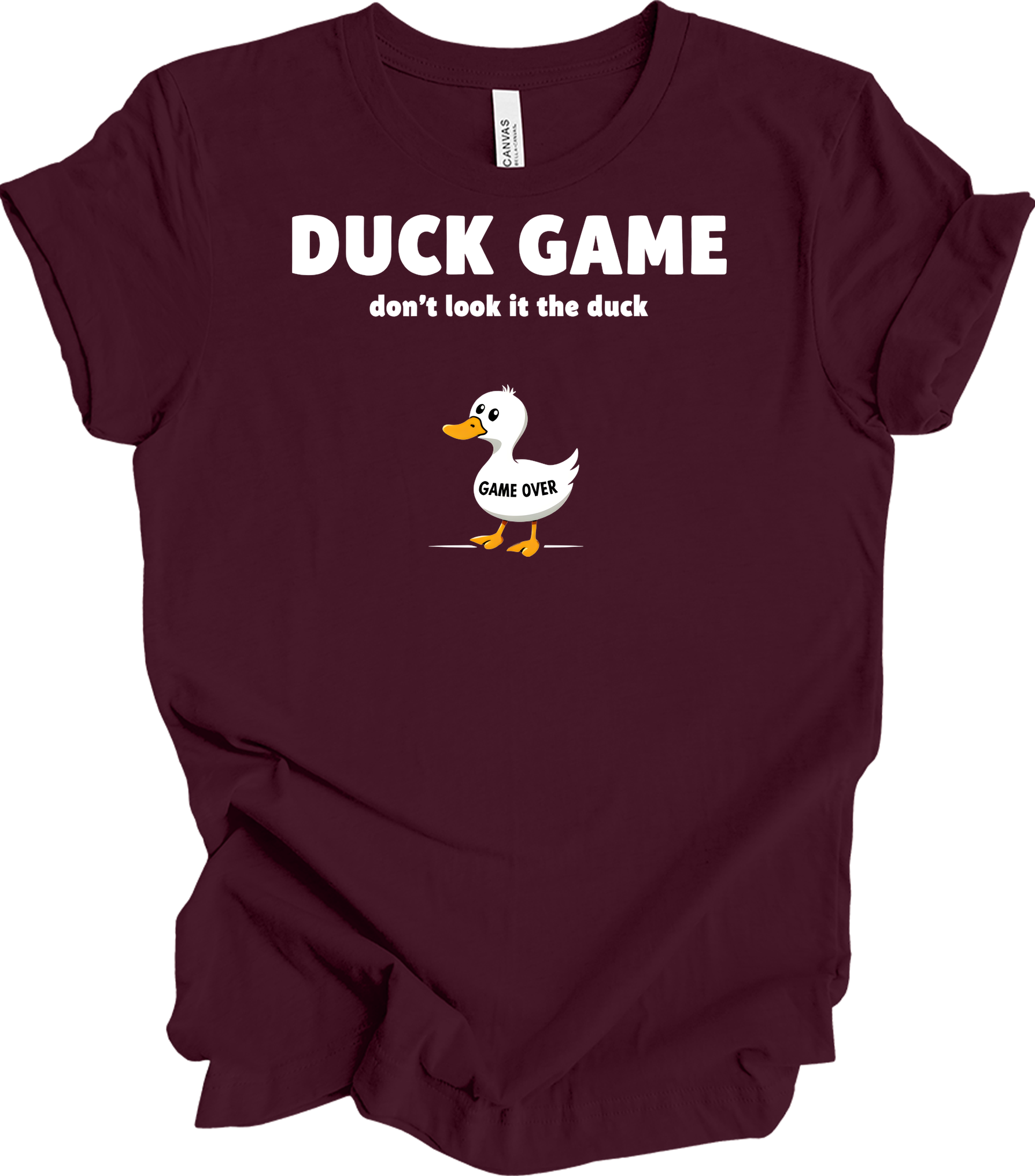 Duck Game Humor T-Shirt in Maroon