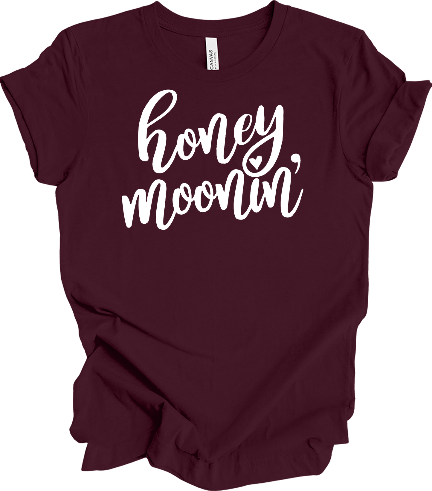 Honeymoonin' - Just Married Newlywed Honeymoon Vacation T-Shirt in Maroon