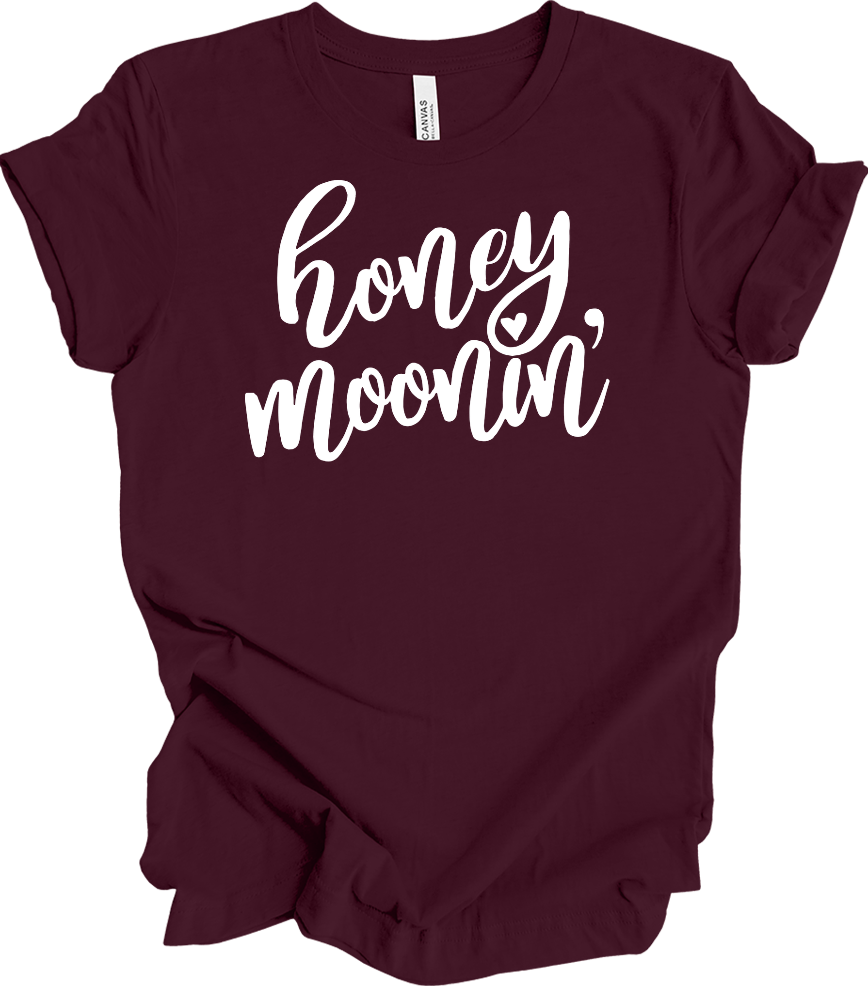 Honeymoonin' - Just Married Newlywed Honeymoon Vacation T-Shirt in Maroon