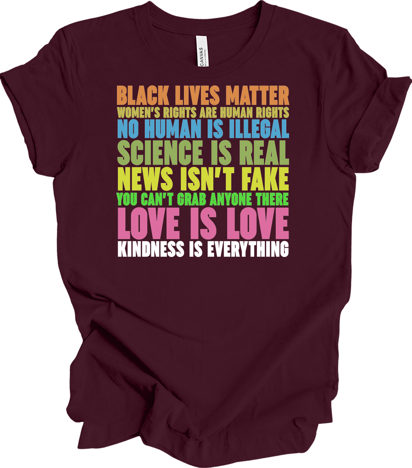 Science Is Real Equality T-Shirt in Maroon