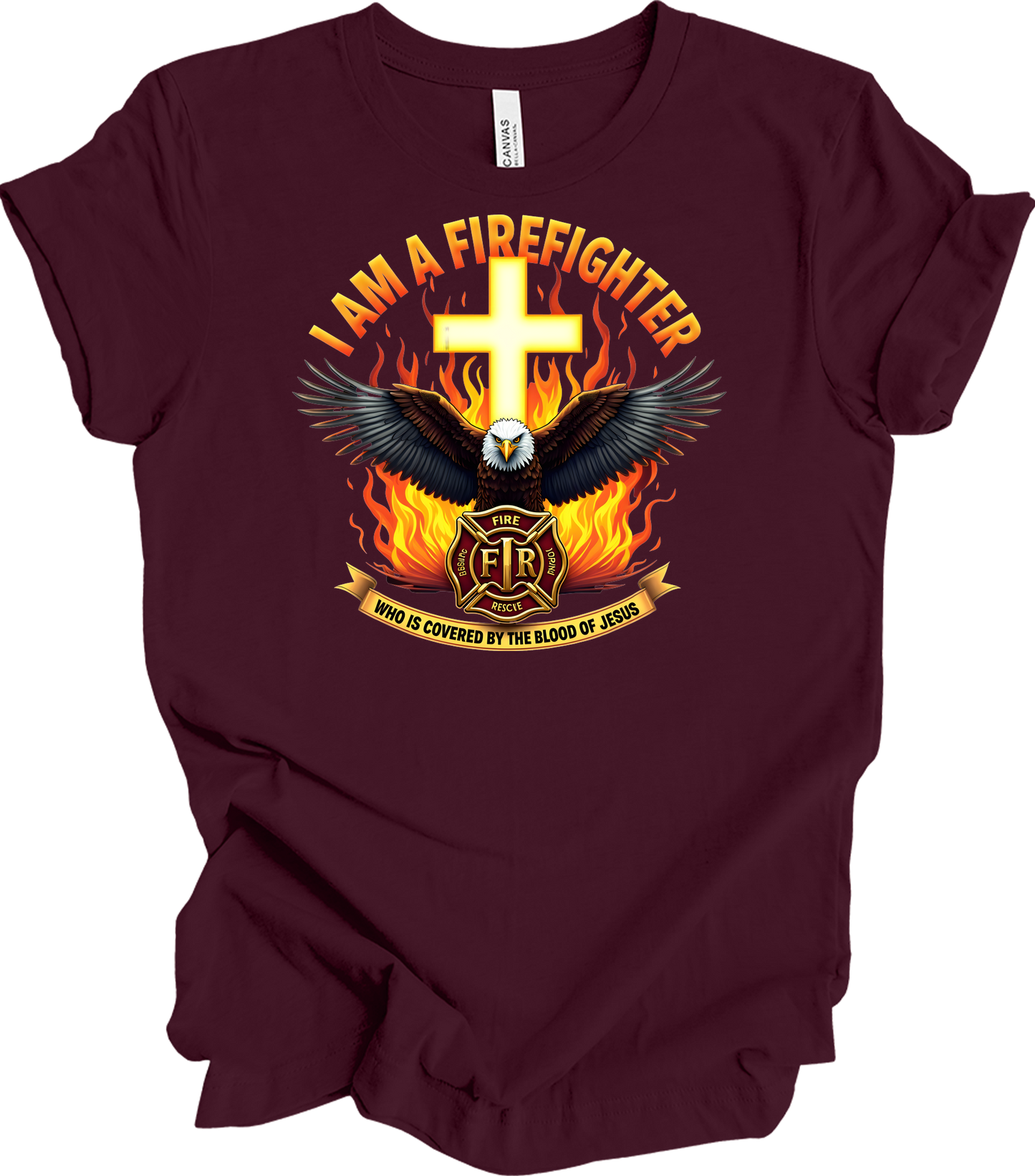 Firefighter Faith T-Shirt in Maroon