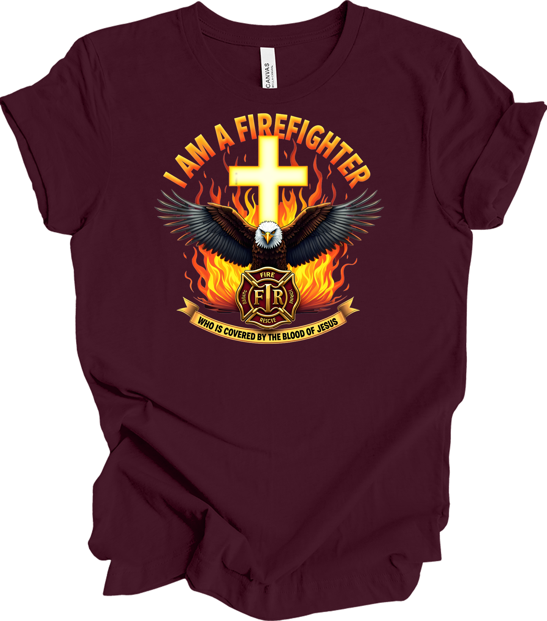 Firefighter Faith T-Shirt in Maroon