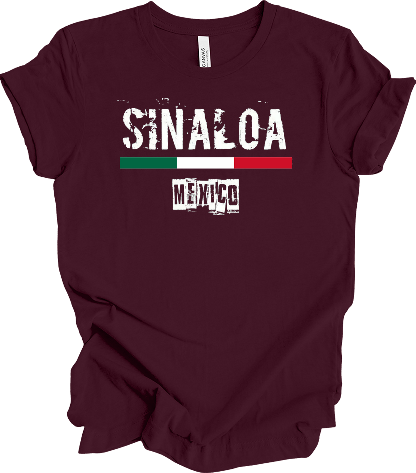 Sinaloa Mexico Vintage Flag T-Shirt in Maroon