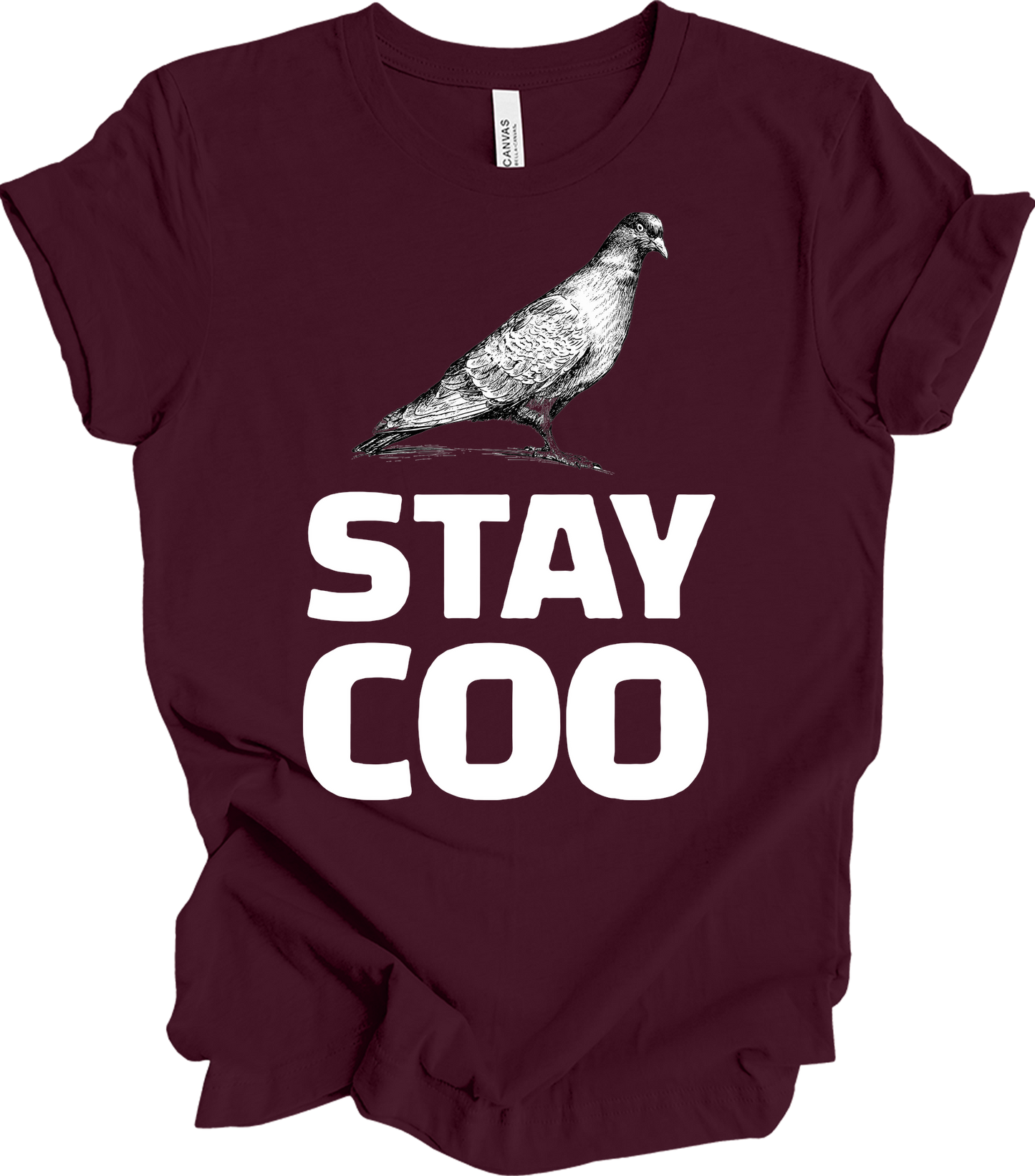 Stay Coo Pigeon - Vintage Style T-Shirt in Maroon