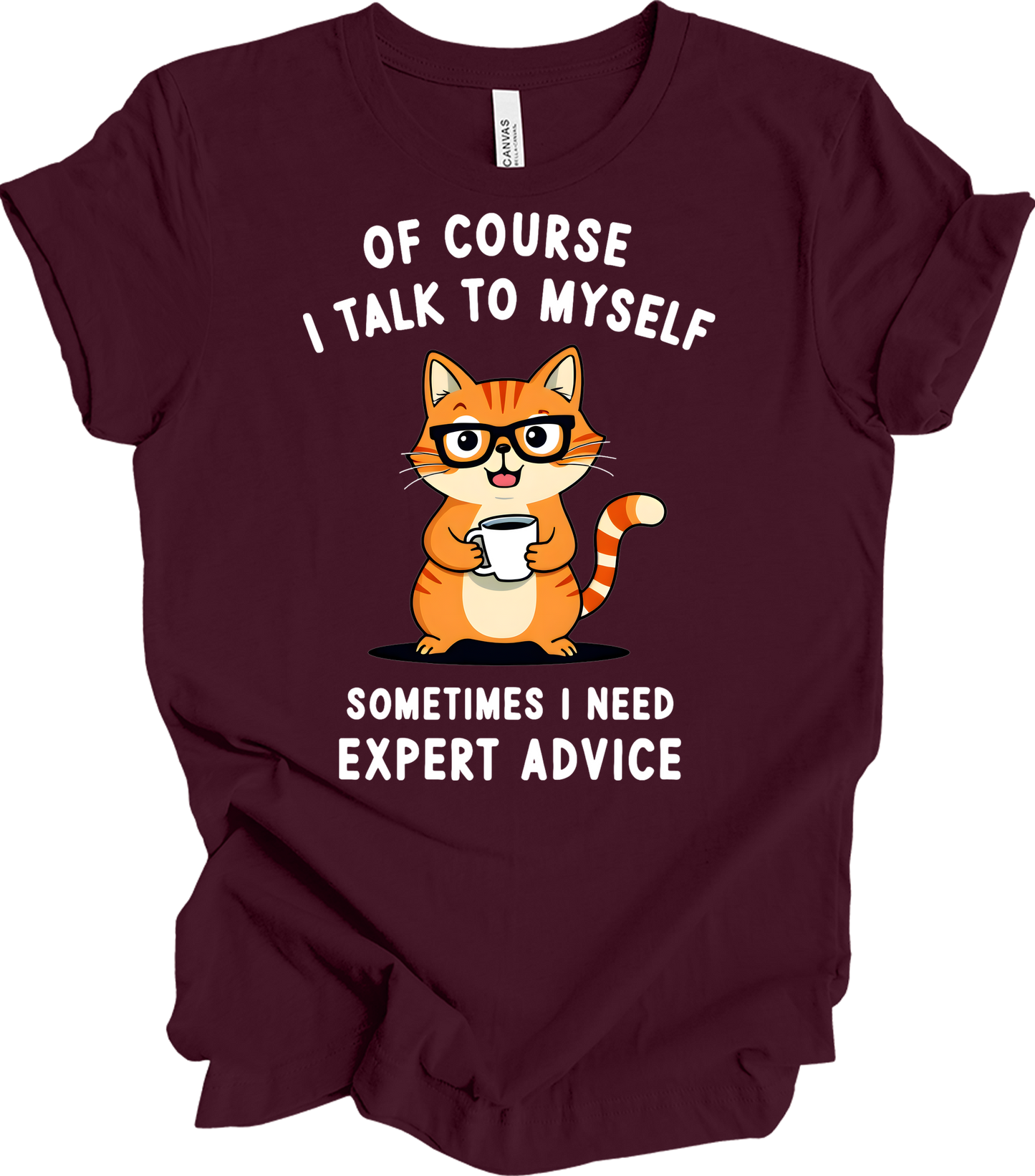 Cat Lover Talk to Myself T-Shirt in Maroon