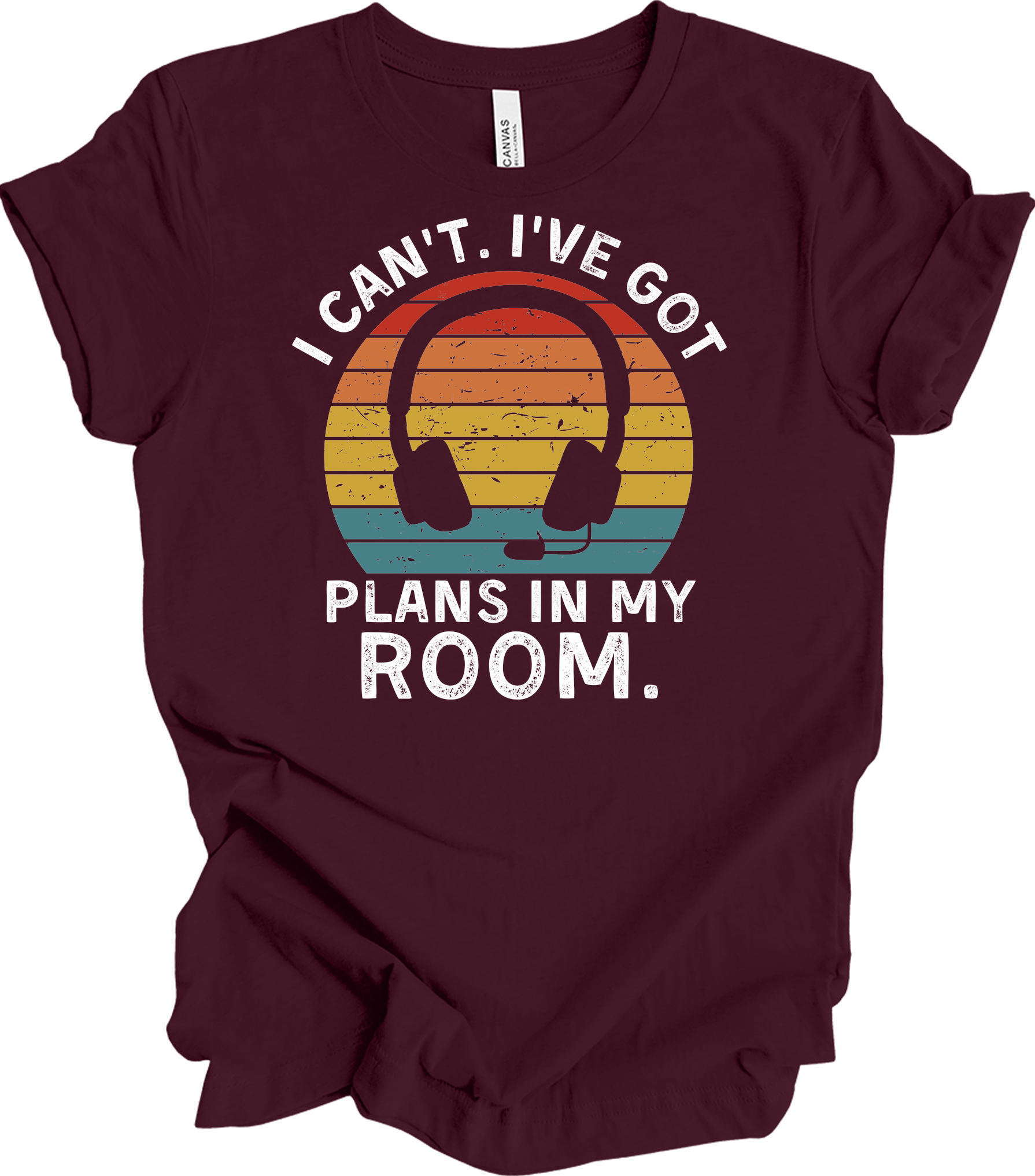 Plans In My Room Gamer T-Shirt in Maroon