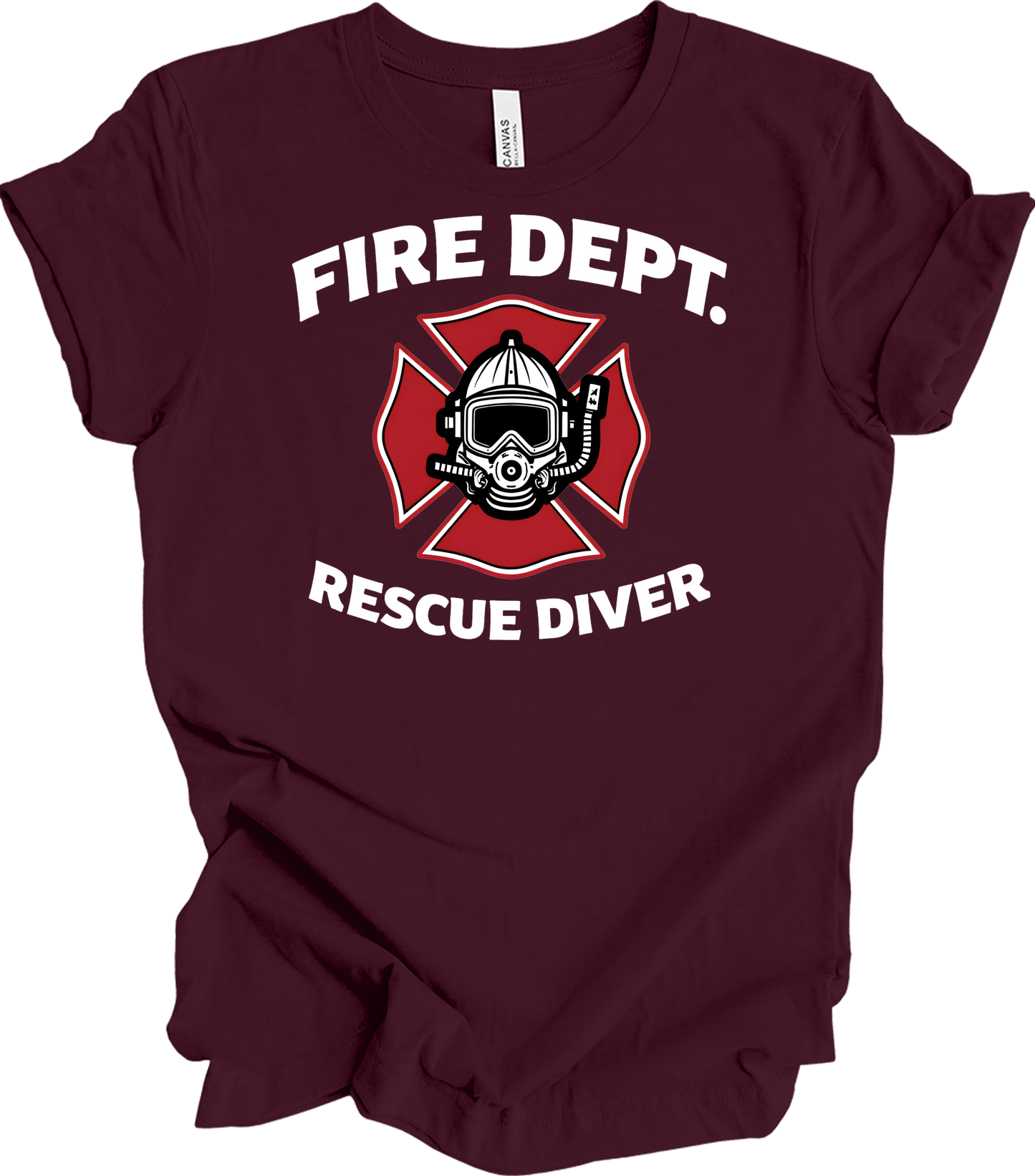 Fire Dept. Rescue Diver T-Shirt in Maroon