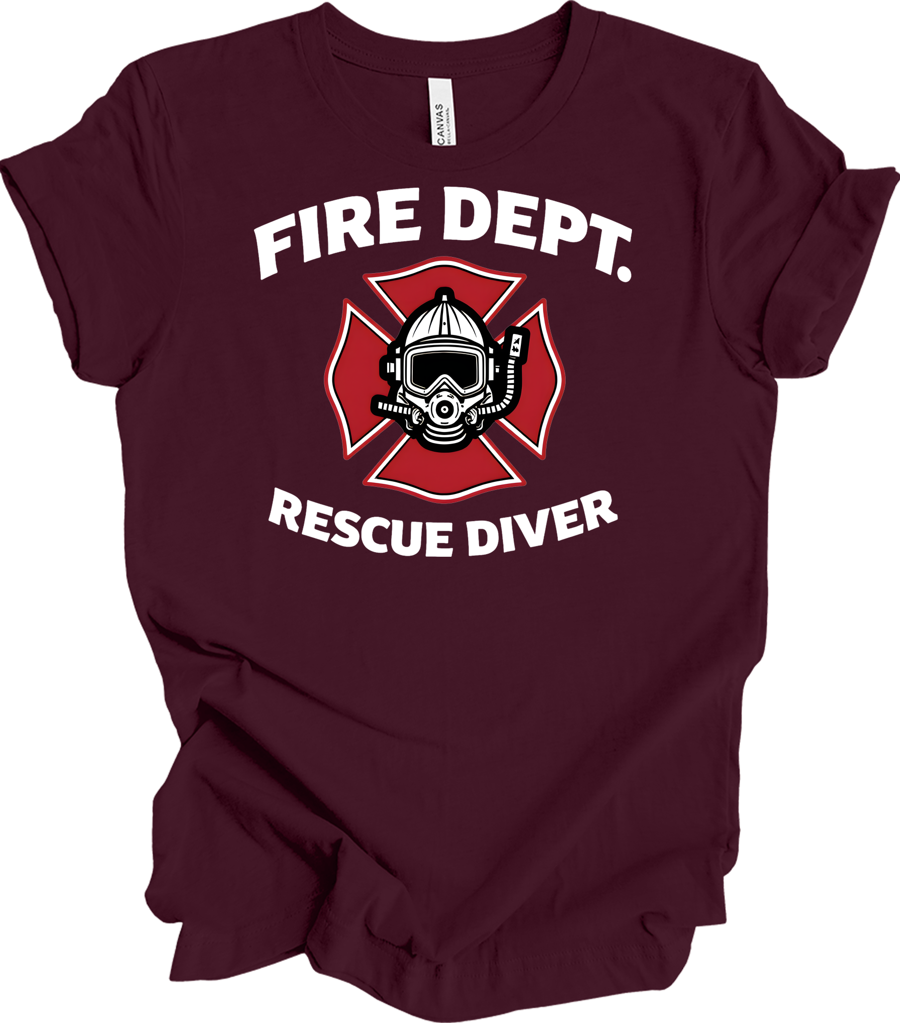 Fire Dept. Rescue Diver T-Shirt in Maroon