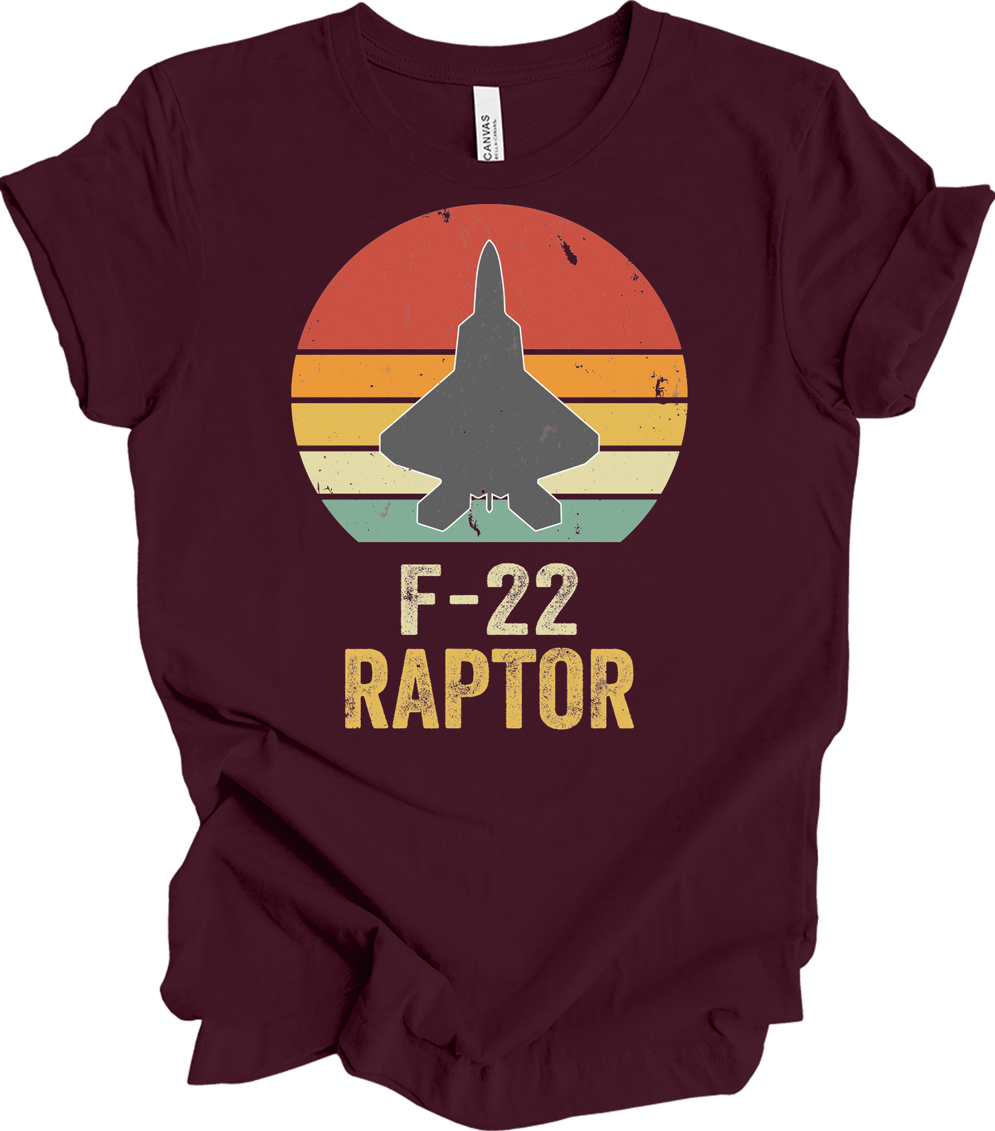 F-22 Raptor Retro T-Shirt in Maroon