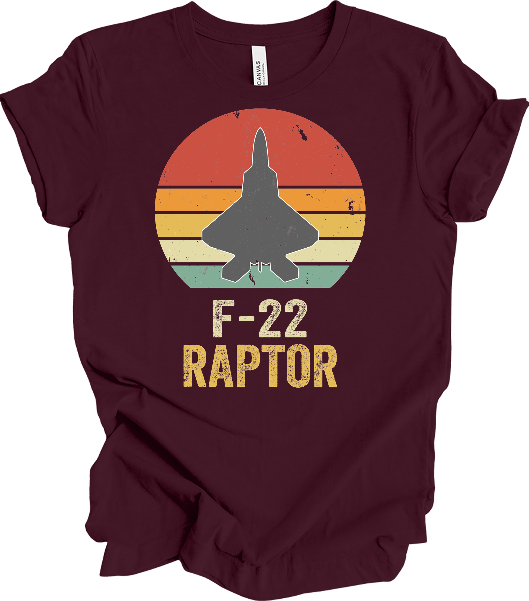 F-22 Raptor Retro T-Shirt in Maroon