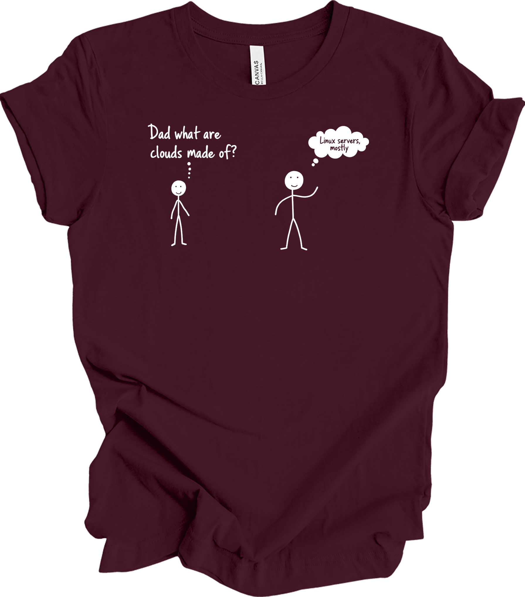 Dad What Are Clouds Made Of? Linux T-Shirt in Maroon