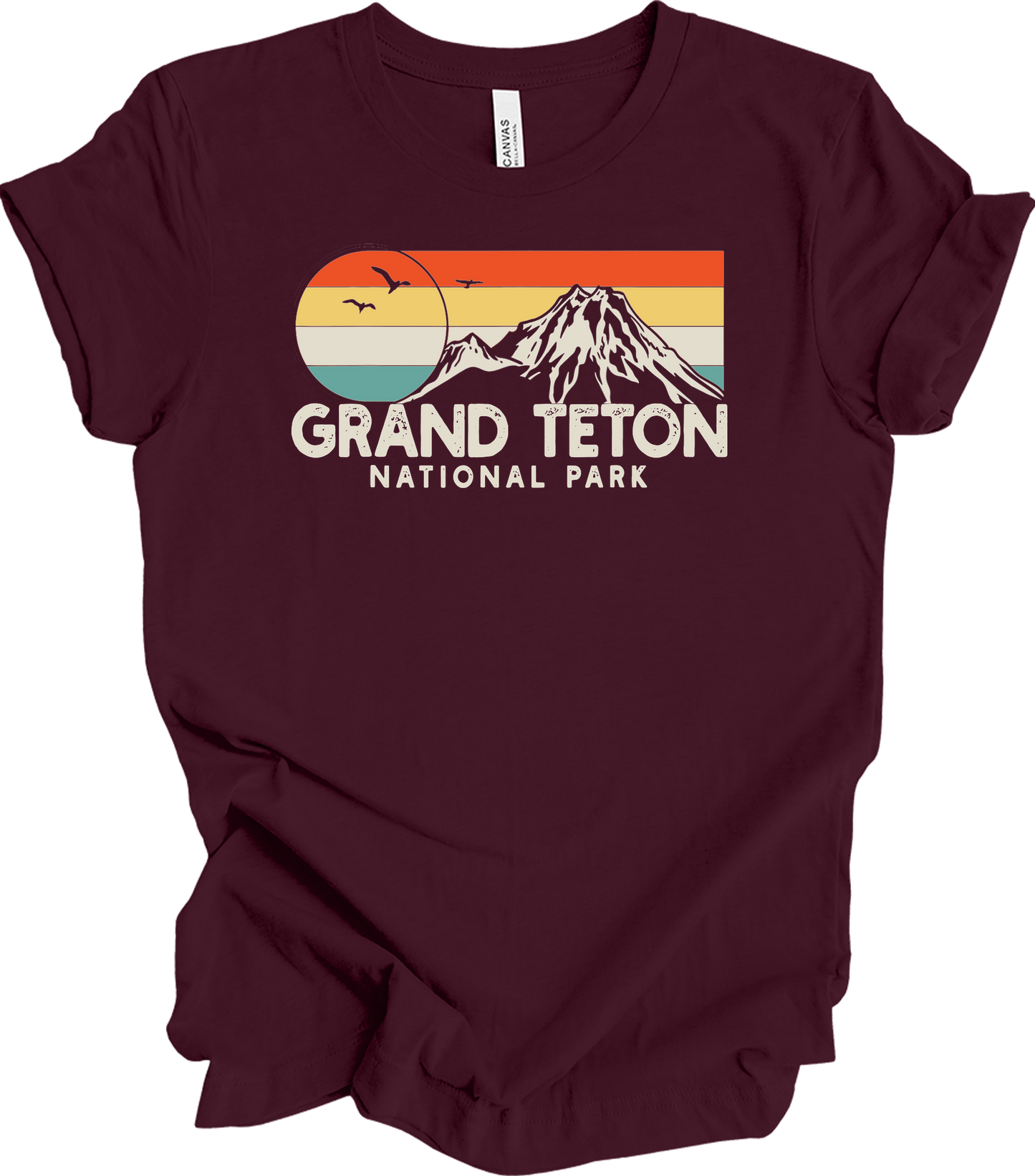 Grand Teton National Park Retro T-Shirt in Maroon