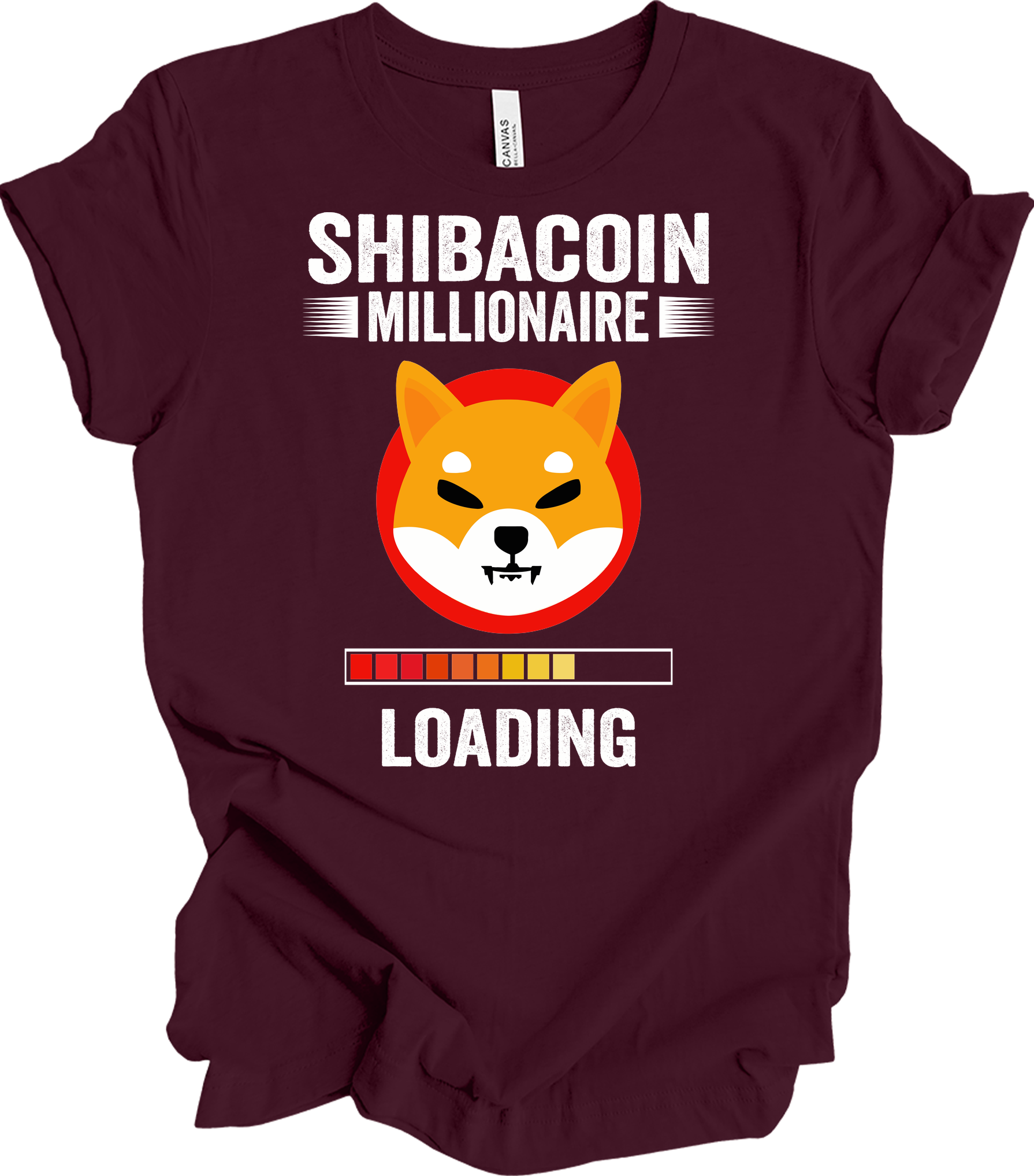 Shiba Inu Millionaire Loading Crypto SHIB Coin T-Shirt in Maroon