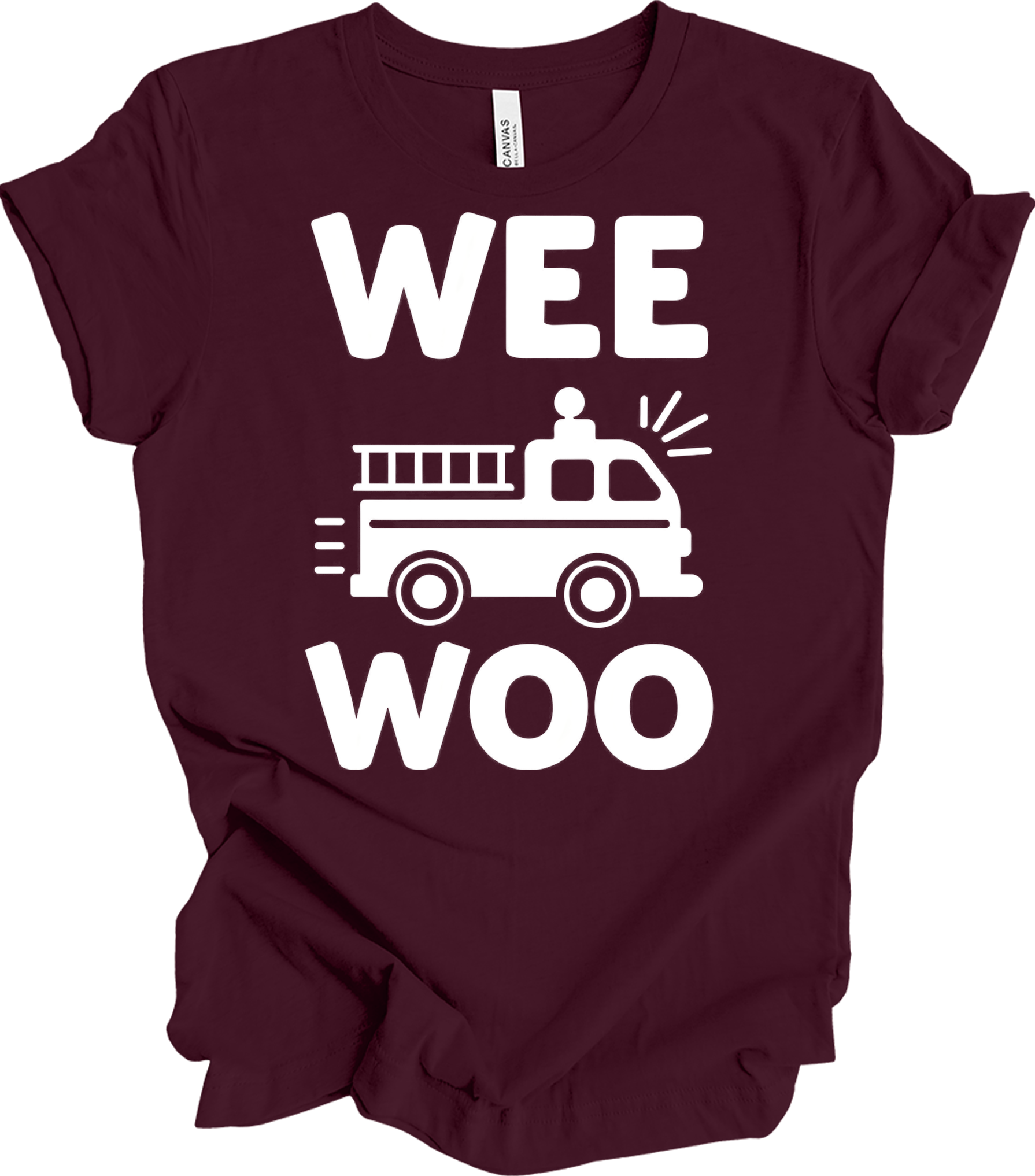 Wee Woo Fire Truck T-Shirt in Maroon